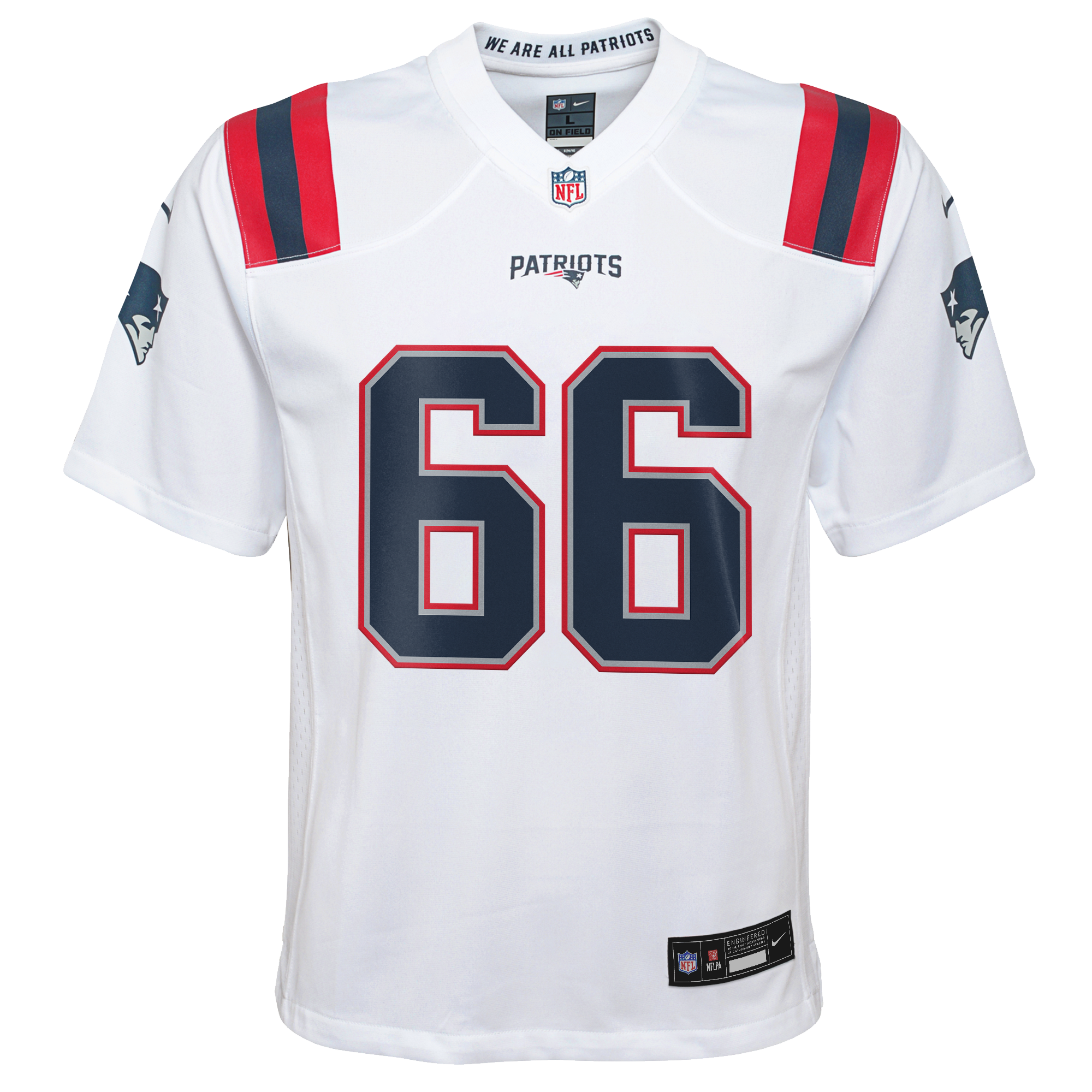New England Patriots Nike Game Road Jersey - White - Will Campbell - Youth, , rebel_hi-res