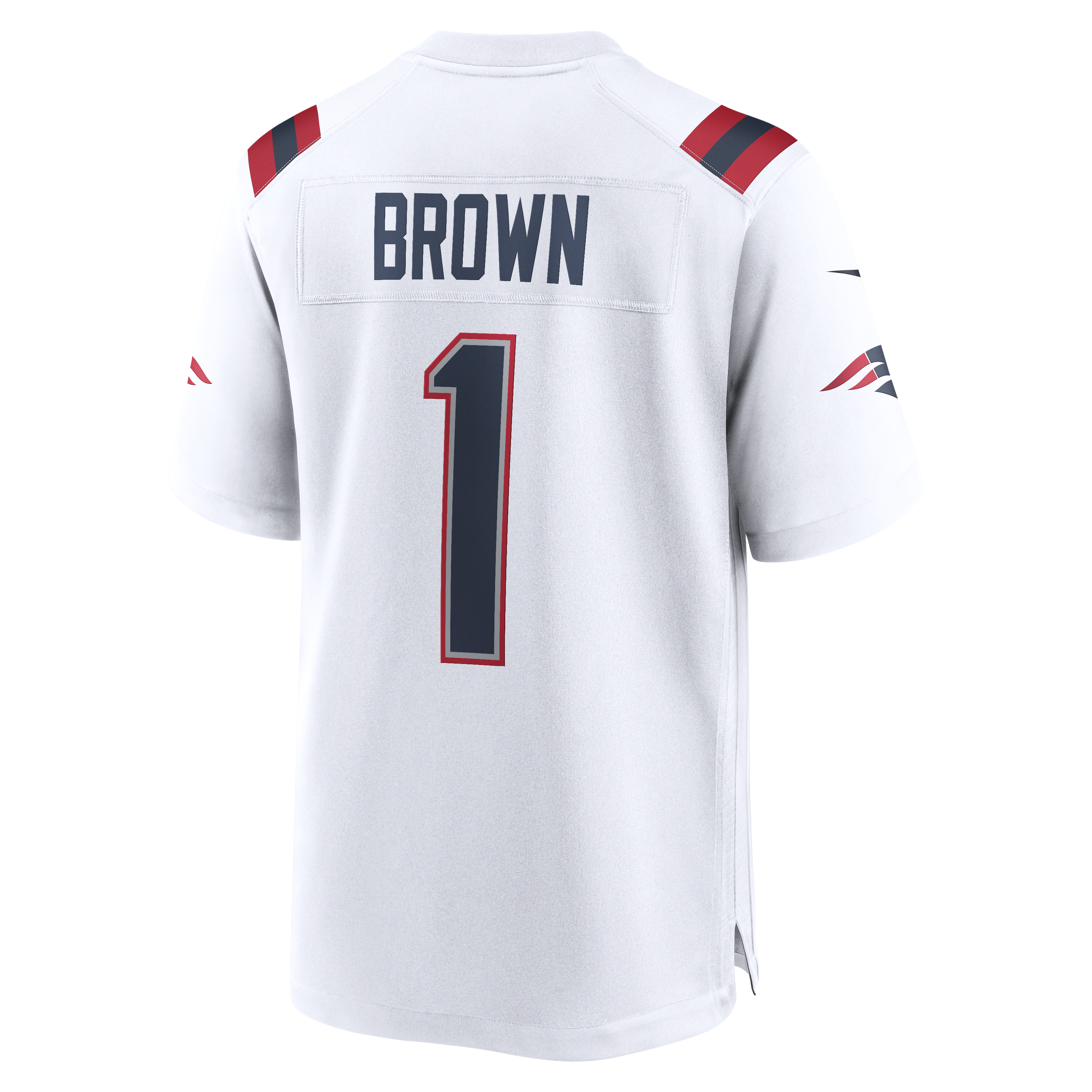 New England Patriots Nike Game Road Jersey - White - A.J. Brown - Mens, , rebel_hi-res