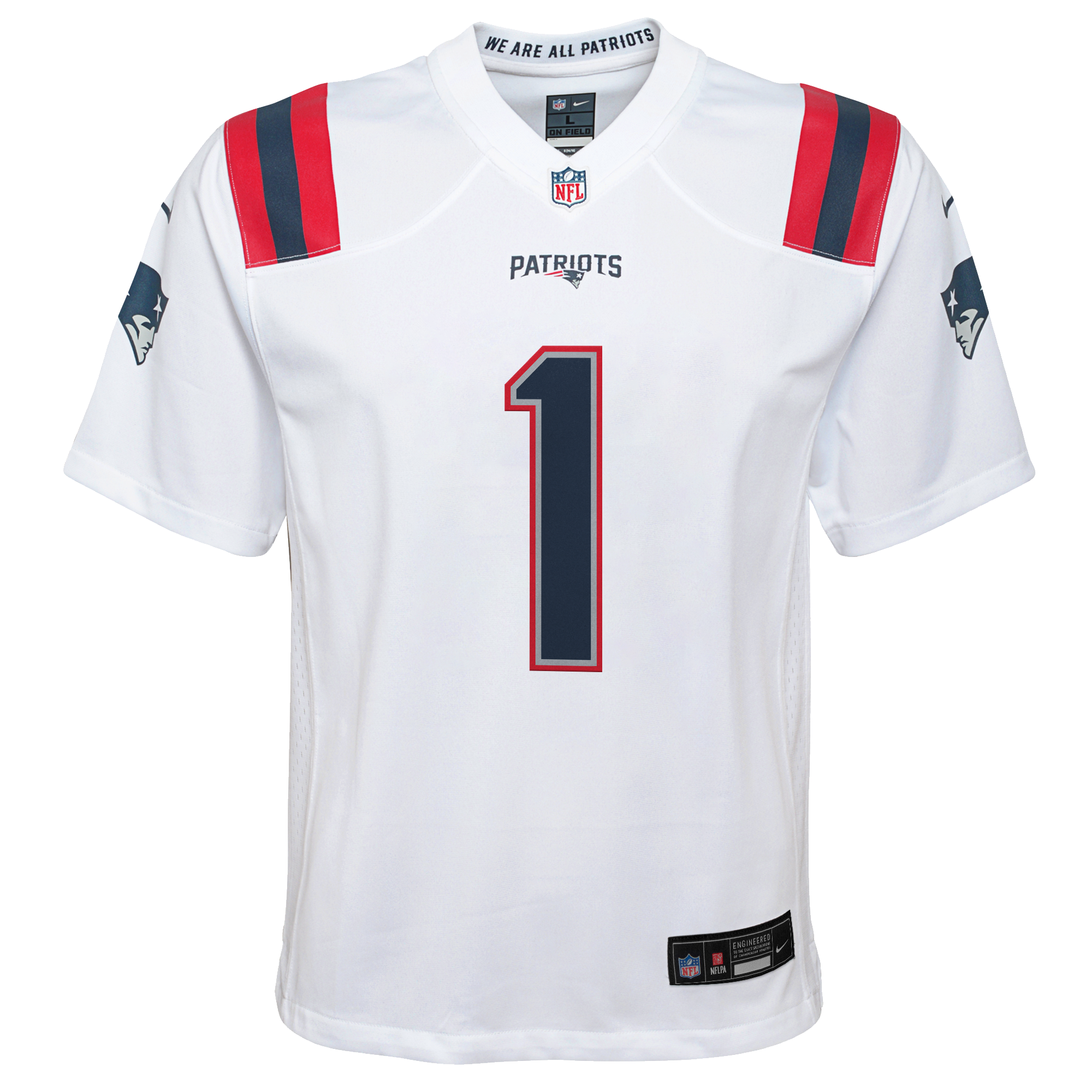 New England Patriots Nike Game Road Jersey - White - A.J. Brown - Youth, , rebel_hi-res