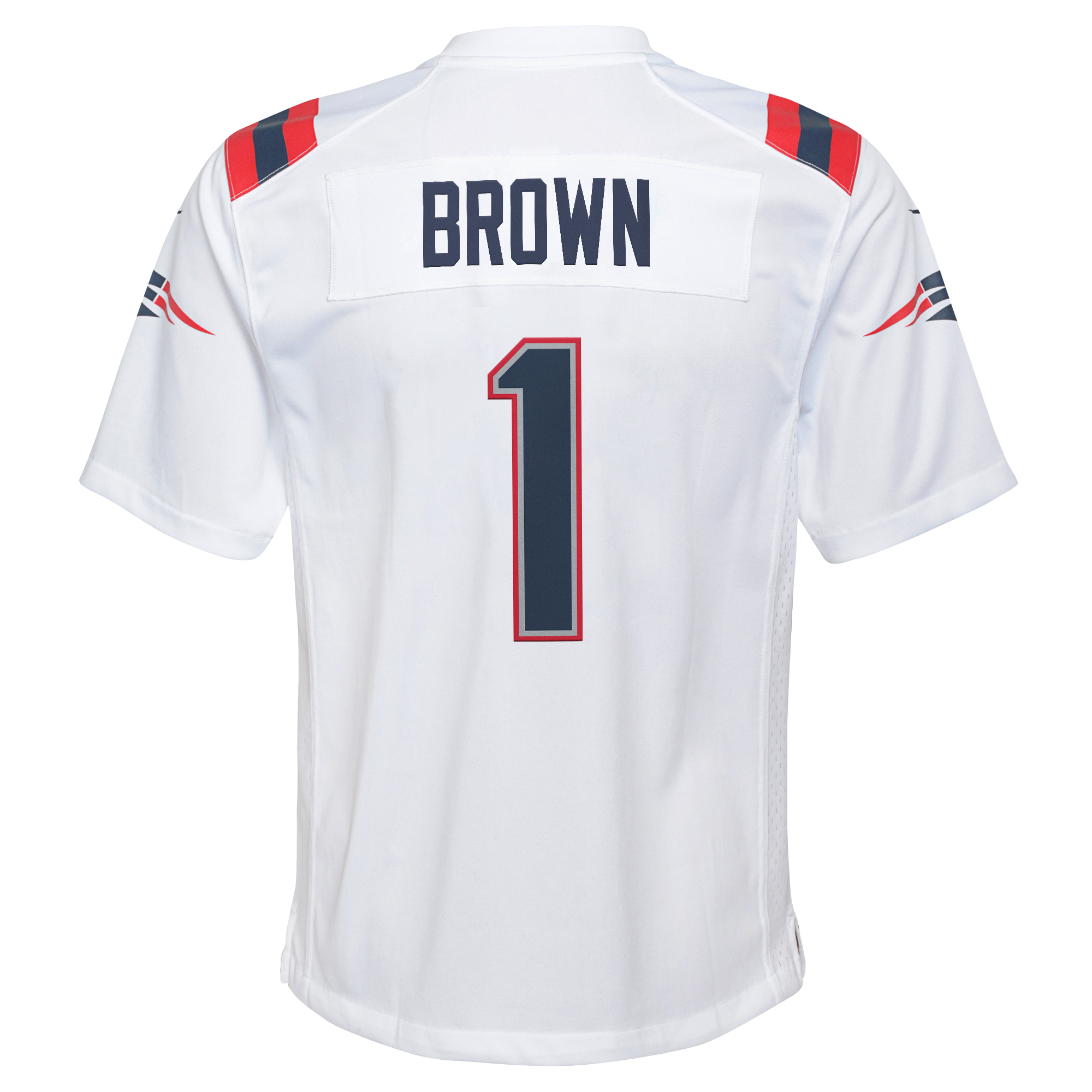 New England Patriots Nike Game Road Jersey - White - A.J. Brown - Youth, , rebel_hi-res