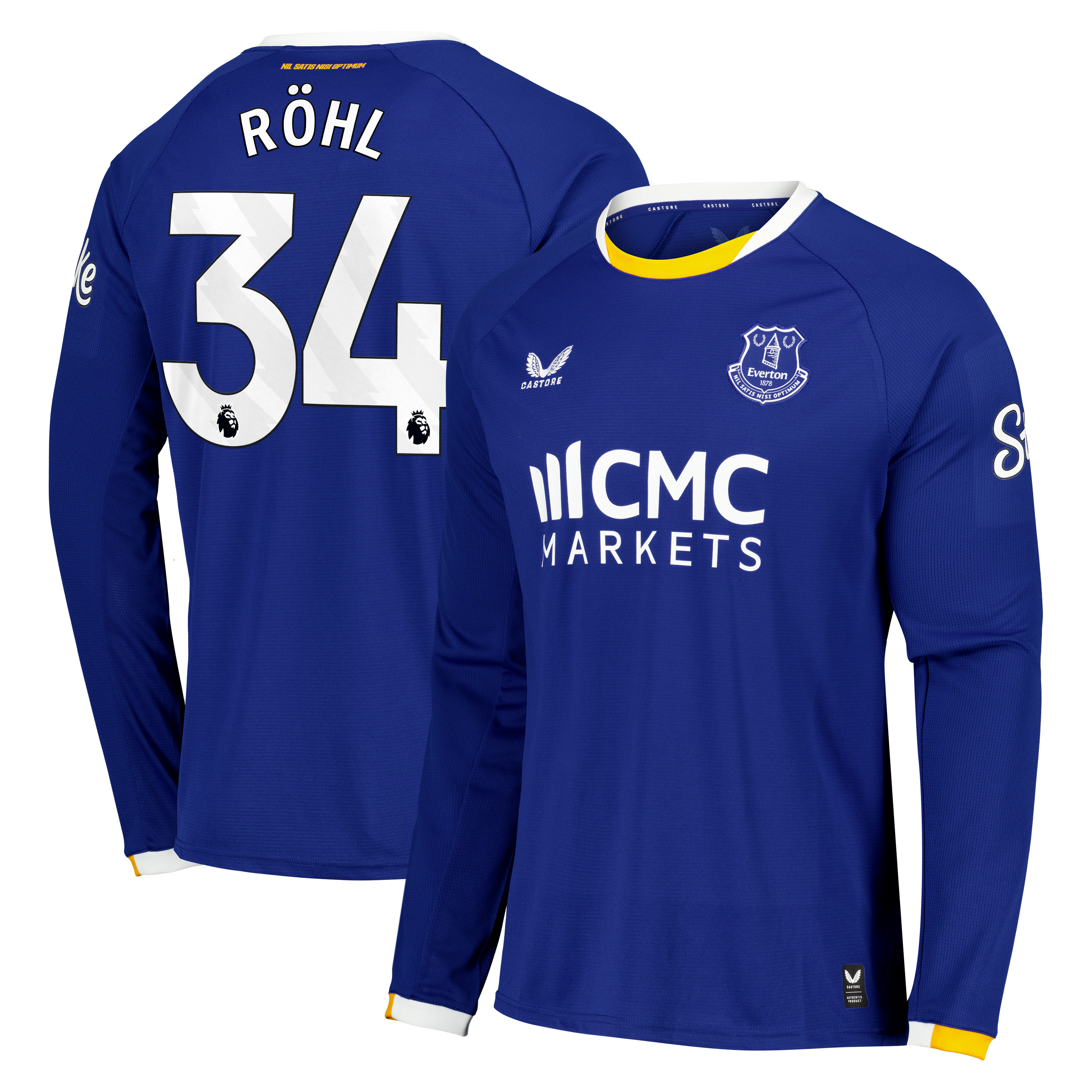 Everton Castore Home Replica Shirt 2026-27 - Long Sleeve with R&ouml;hl 34 printing, , rebel_hi-res