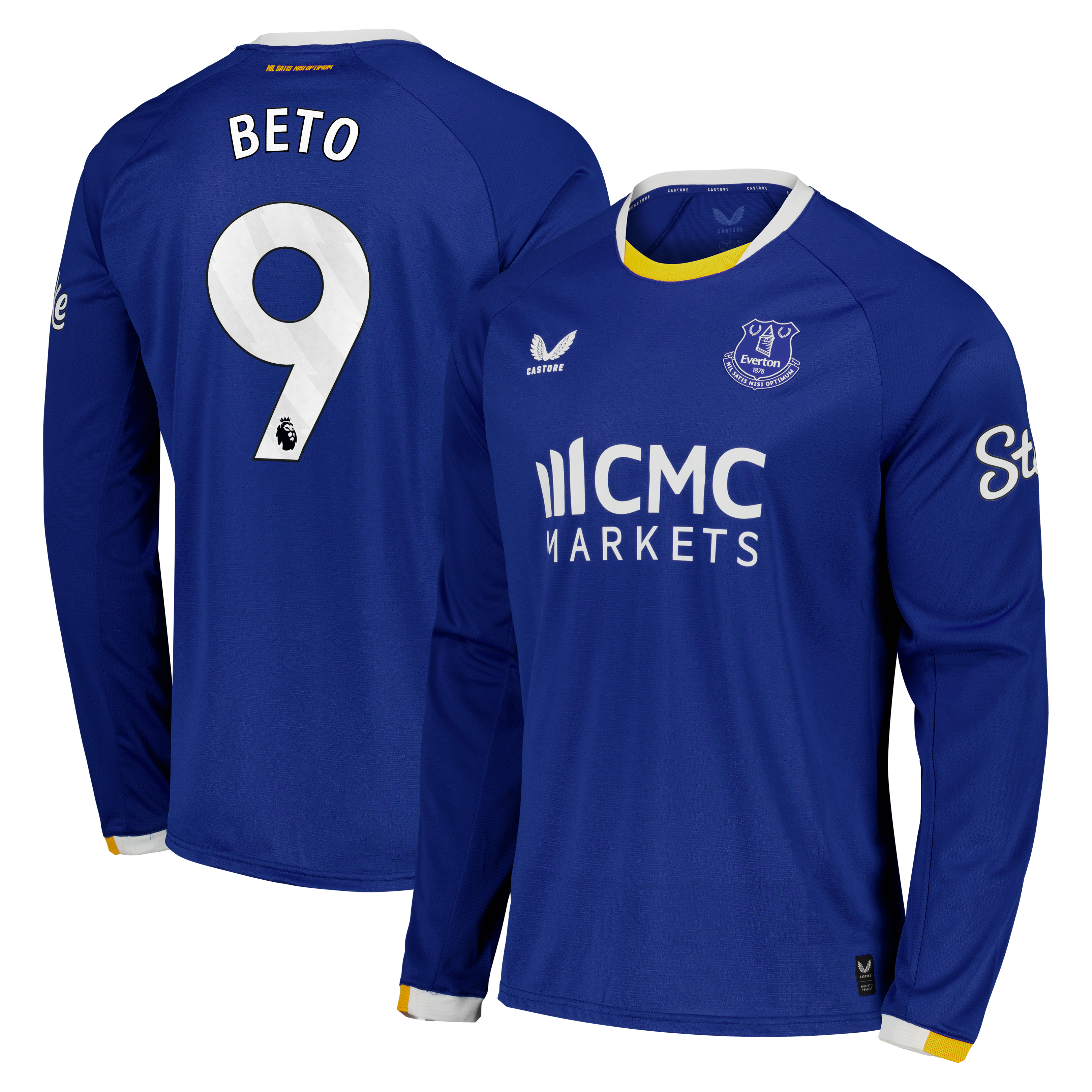 Everton Castore Home Pro Shirt 2026-27 - Long Sleeve with Beto 9 printing, , rebel_hi-res