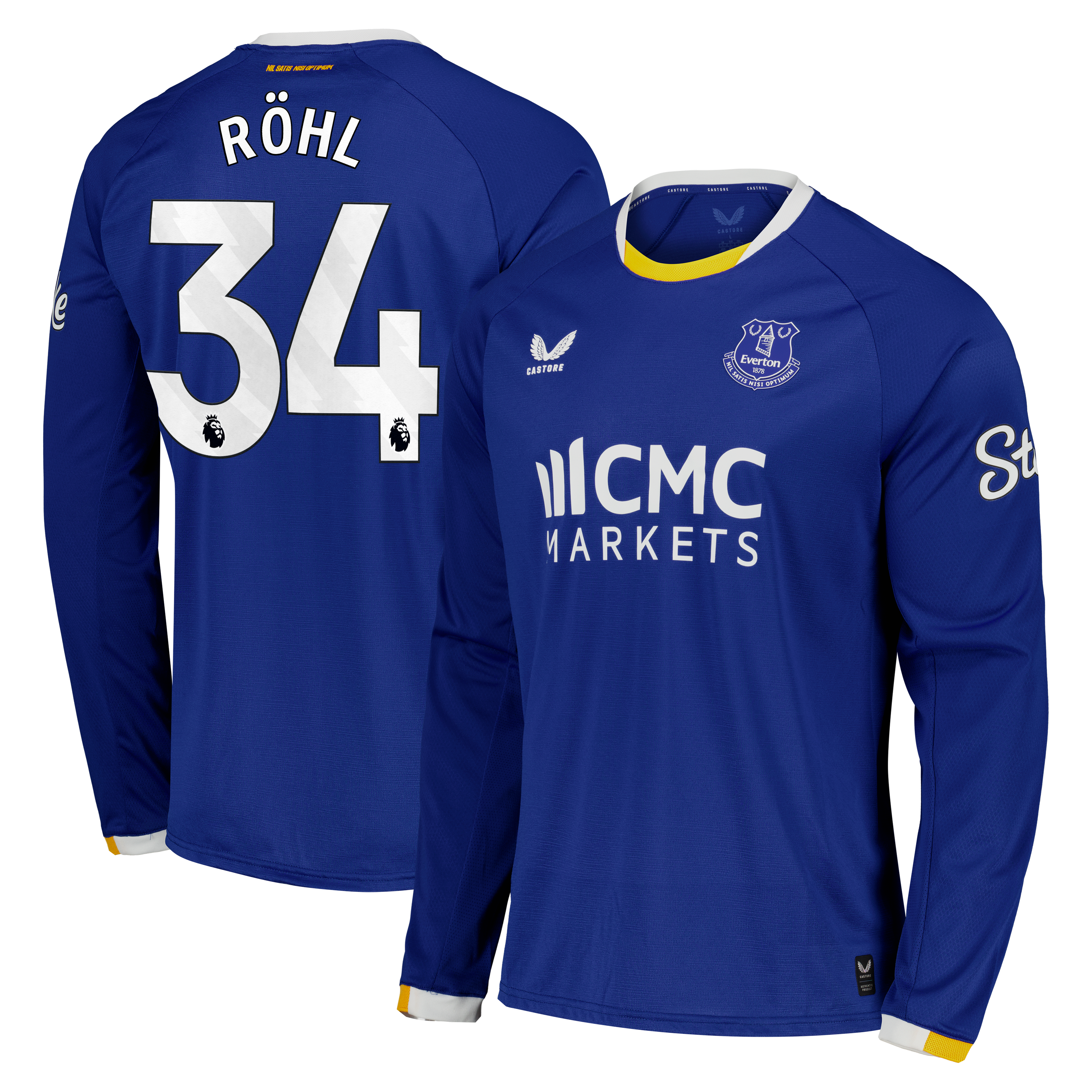 Everton Castore Home Pro Shirt 2026-27 - Long Sleeve with R&ouml;hl 34 printing, , rebel_hi-res
