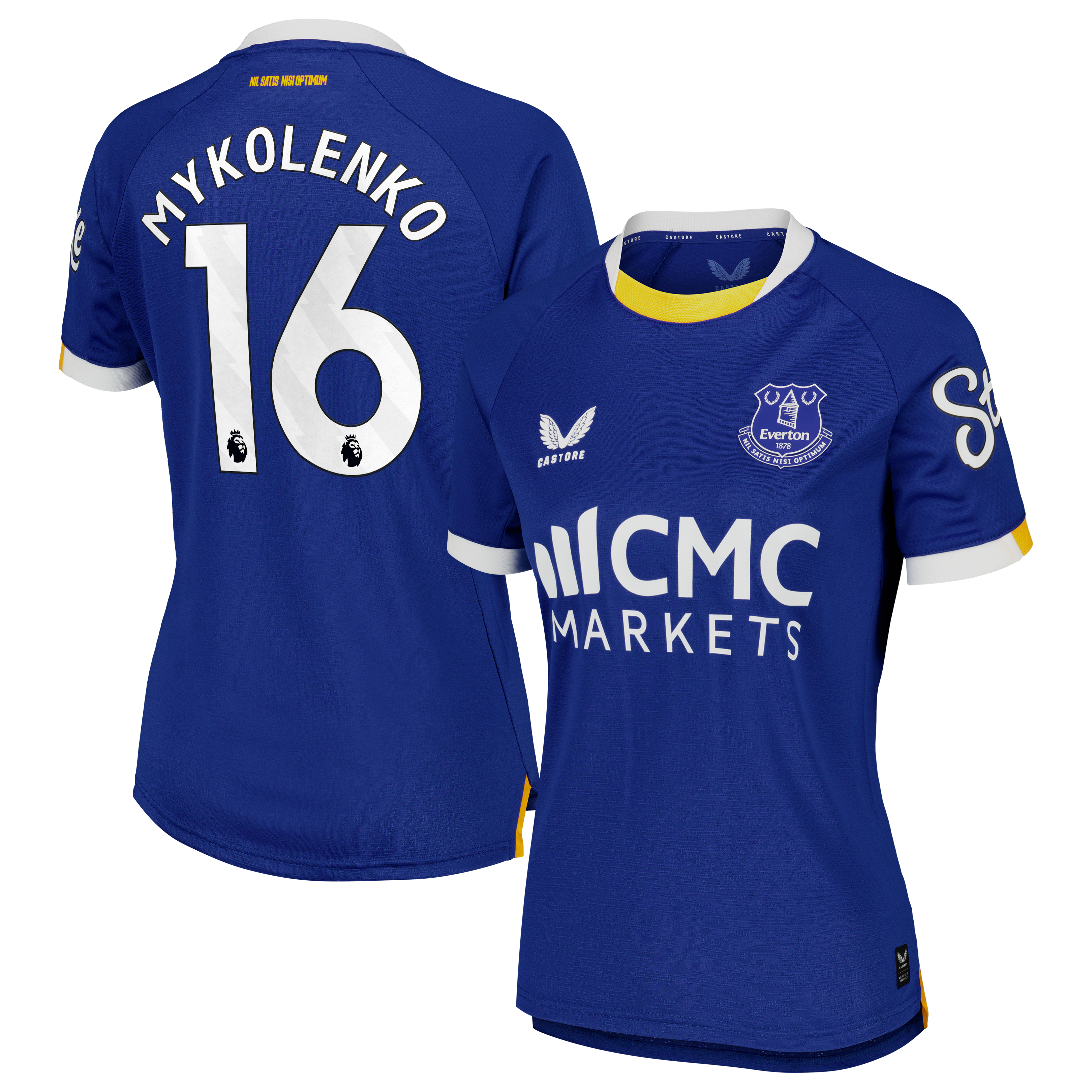 Everton Castore Home Pro Shirt 2026-27 - Womens with Mykolenko 16 printing, , rebel_hi-res