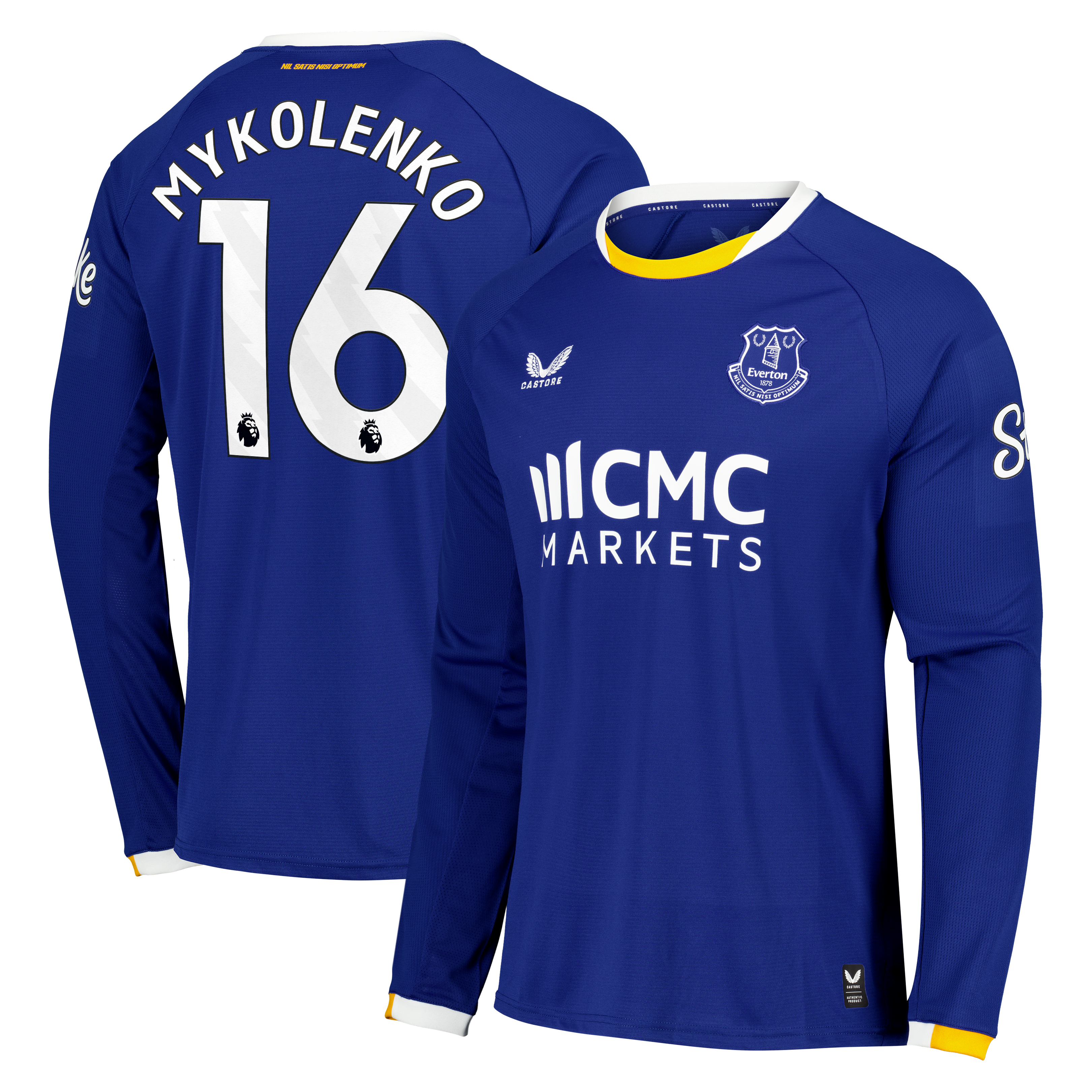 Everton Castore Home Replica Shirt 2026-27 - Long Sleeve with Mykolenko 16 printing, , rebel_hi-res