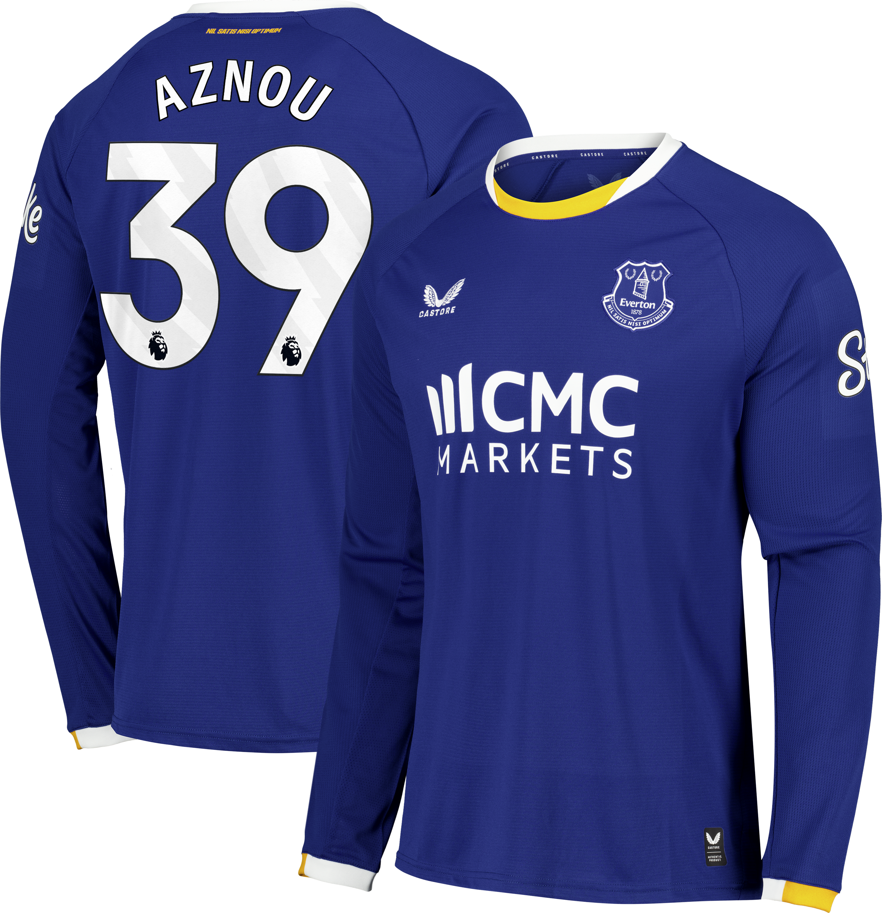Everton Castore Home Replica Shirt 2026-27 - Long Sleeve with Aznou 39 printing, , rebel_hi-res