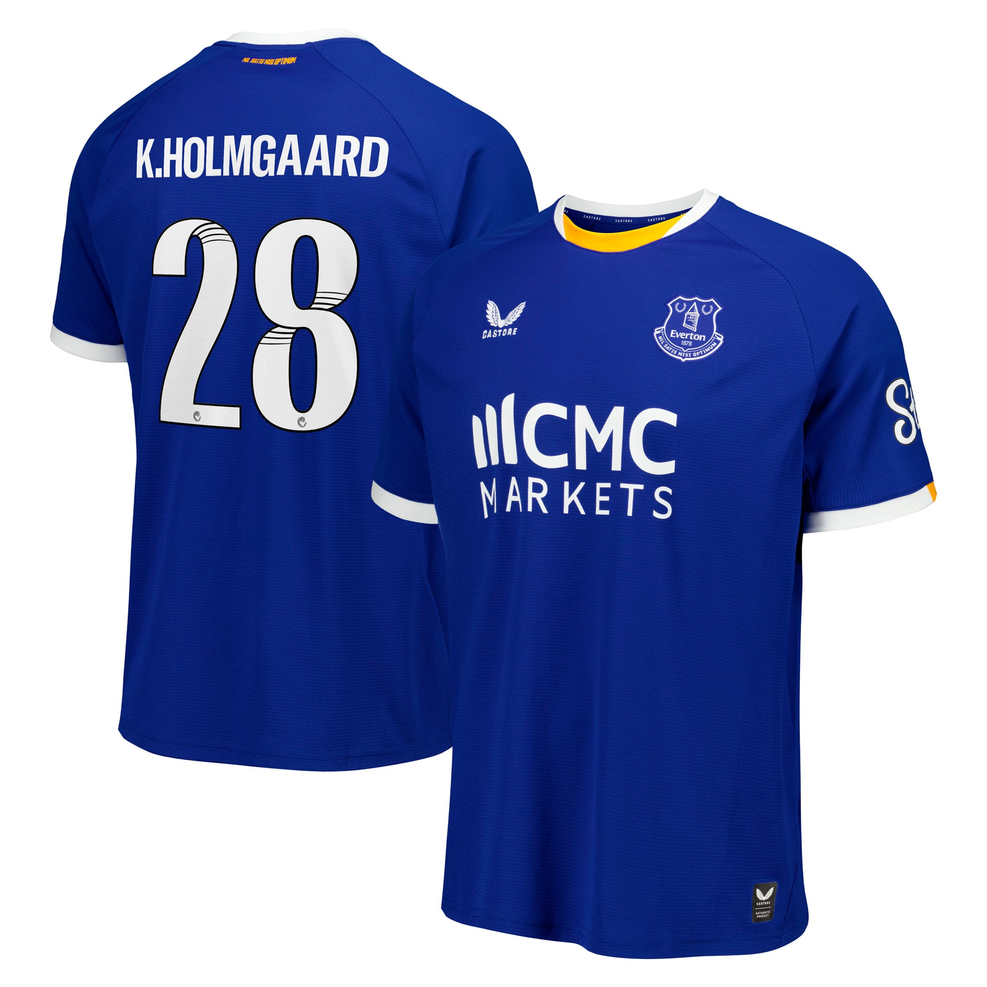Everton WSL Castore Home Replica Shirt 2026-27 with K.Holmgaard 28 printing