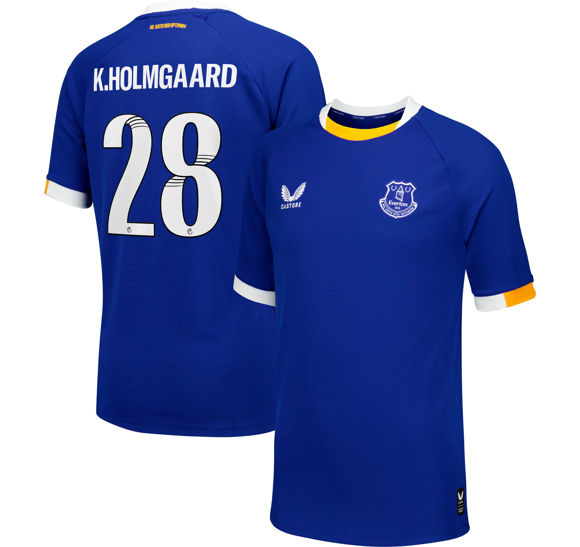 Everton WSL Castore Home Replica Shirt 2026-27 - Kids with K.Holmgaard 28 printing