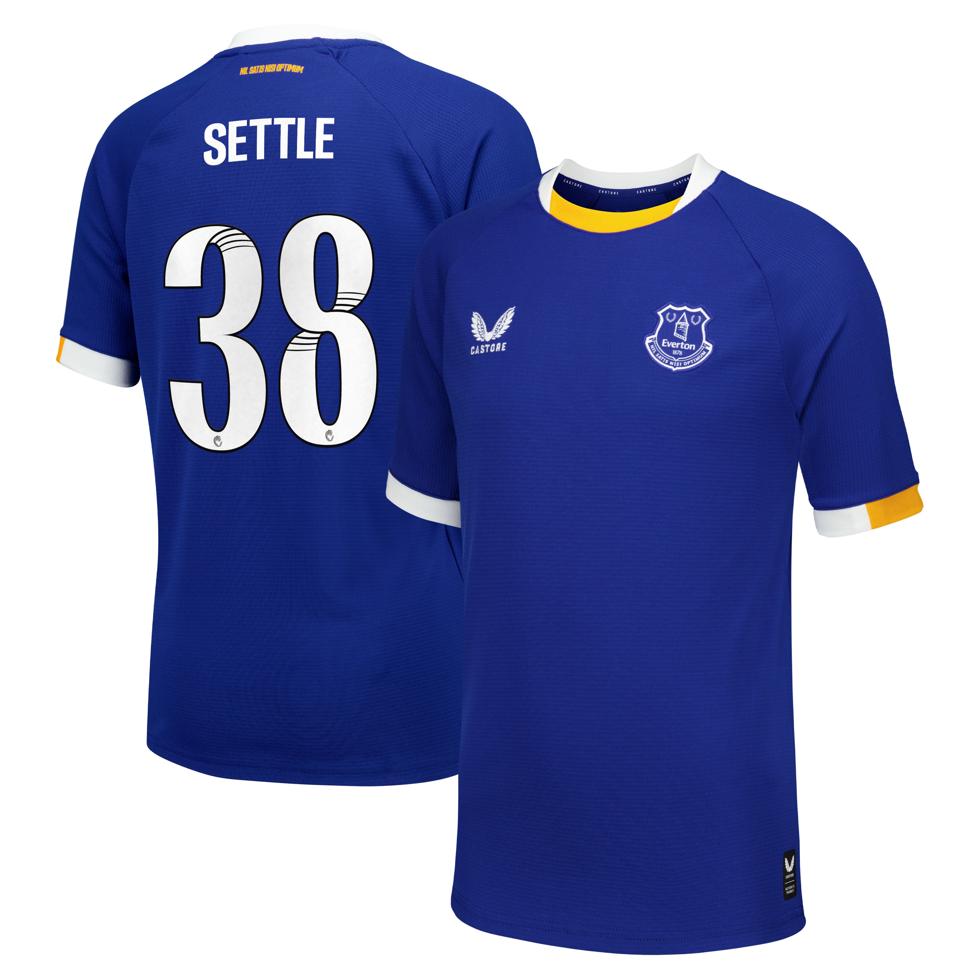 Everton WSL Castore Home Replica Shirt 2026-27 - Kids with Settle 38 printing