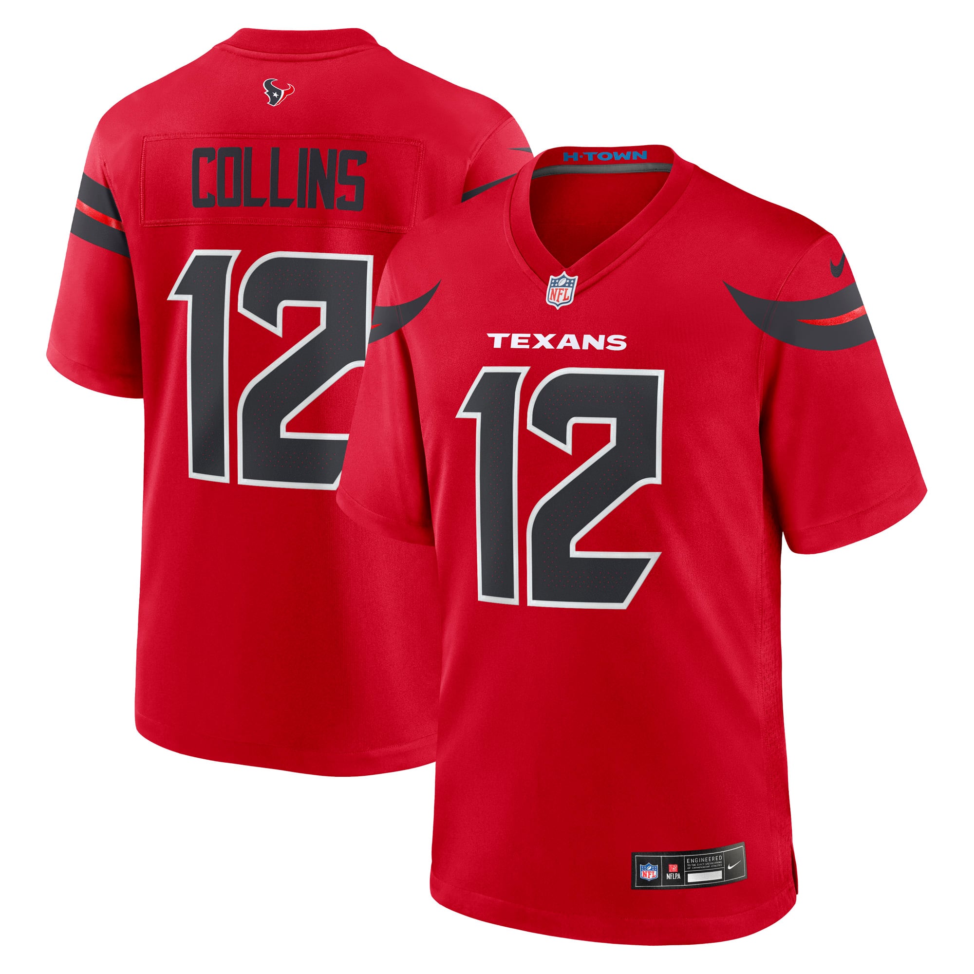 Houston Texans Nike Alternate Game Jersey - Red - Nico Collins - Mens, , rebel_hi-res