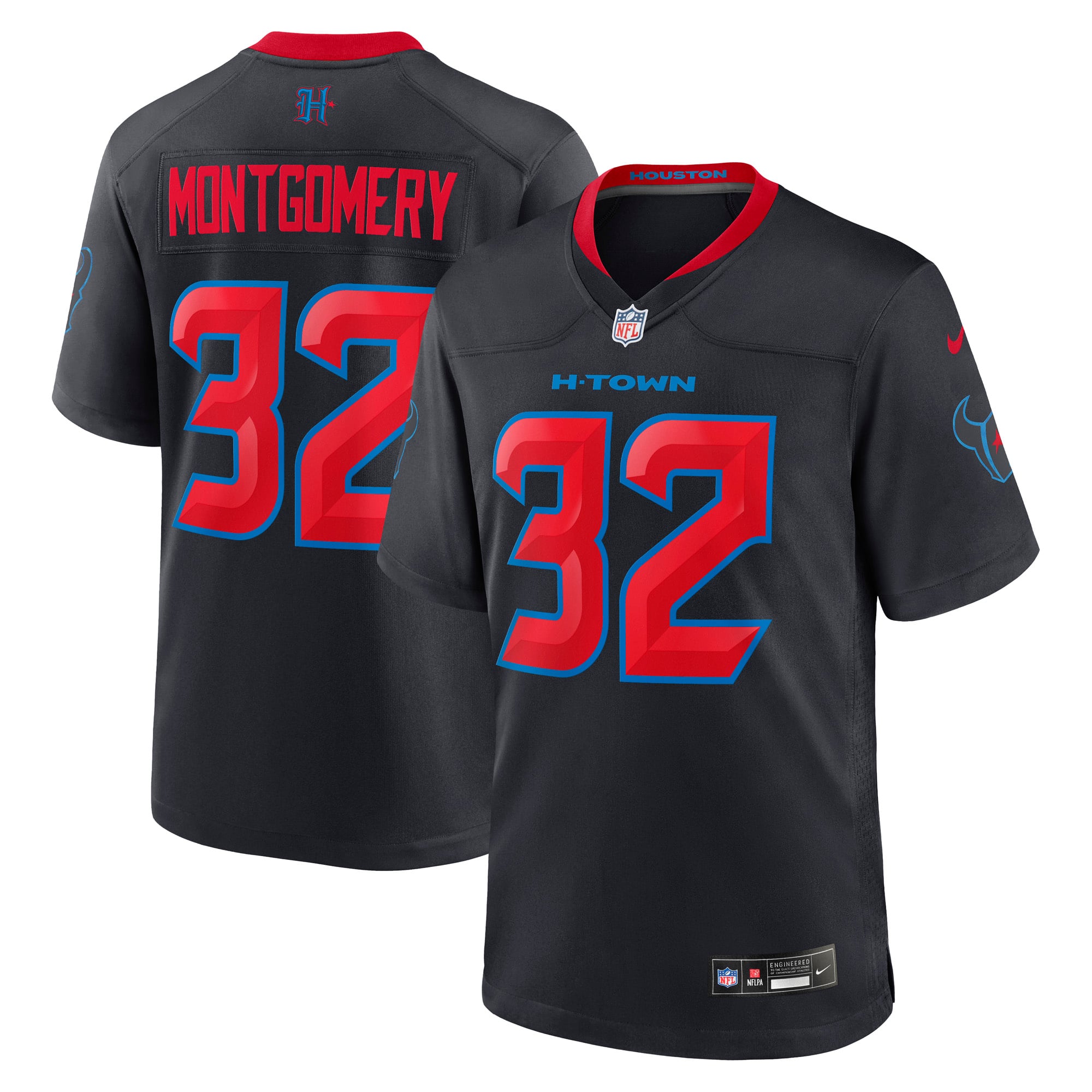 Houston Texans Nike Secondary Alternate Game Jersey - Black - David Montgomery - Mens, , rebel_hi-res