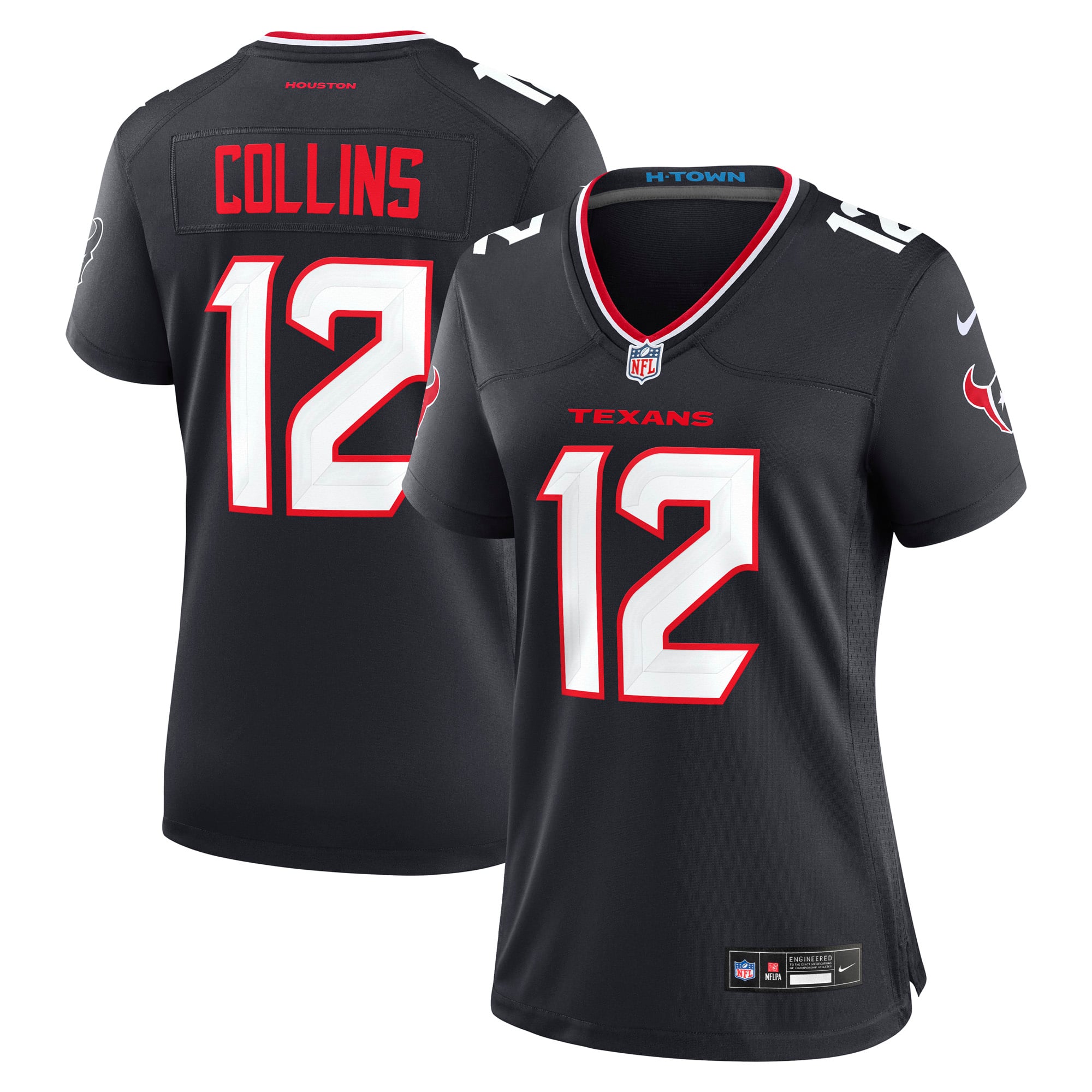 Houston Texans Nike Home Game Jersey - Black - Nico Collins - Womens, , rebel_hi-res