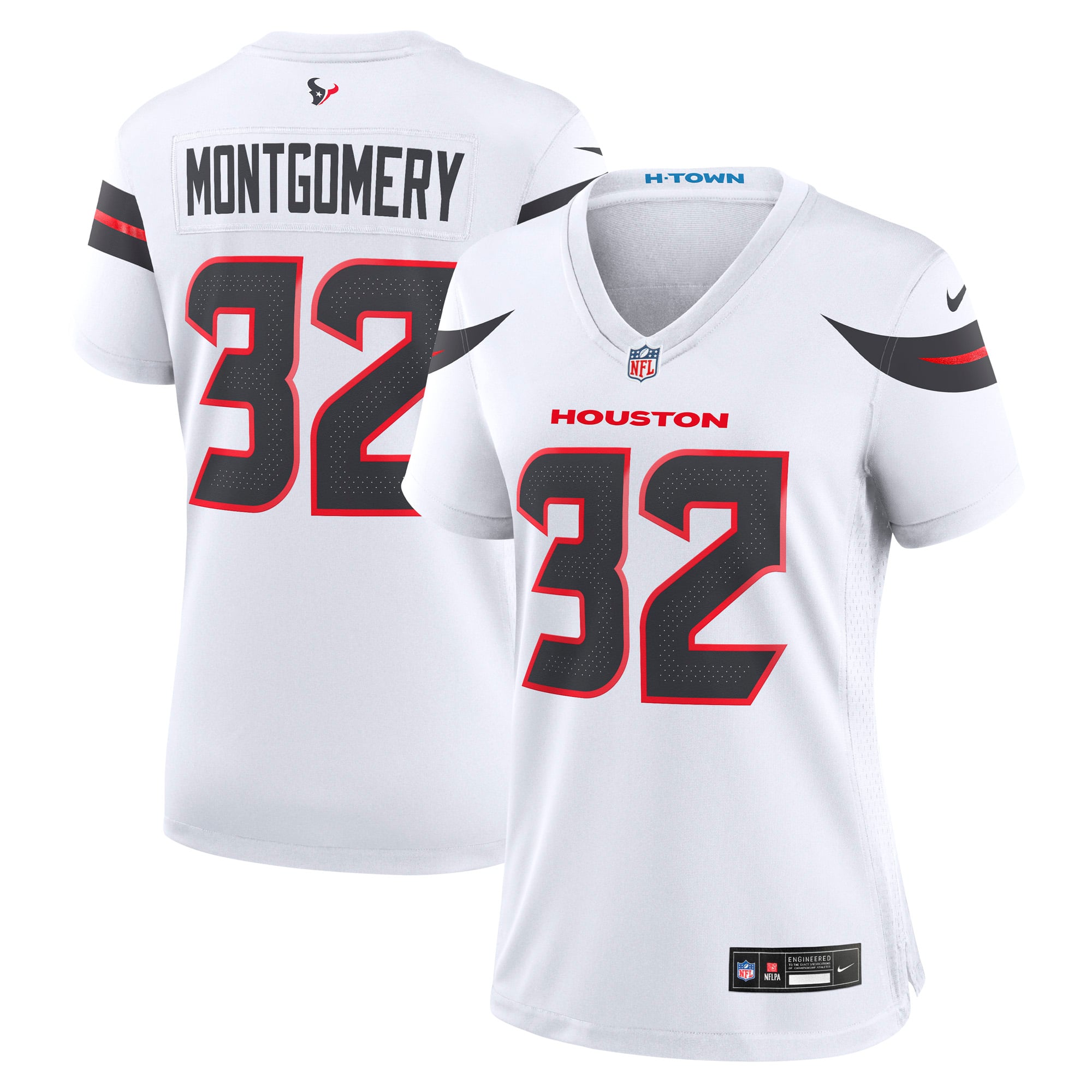 Houston Texans Nike Road Game Jersey - White - David Montgomery - Womens, , rebel_hi-res