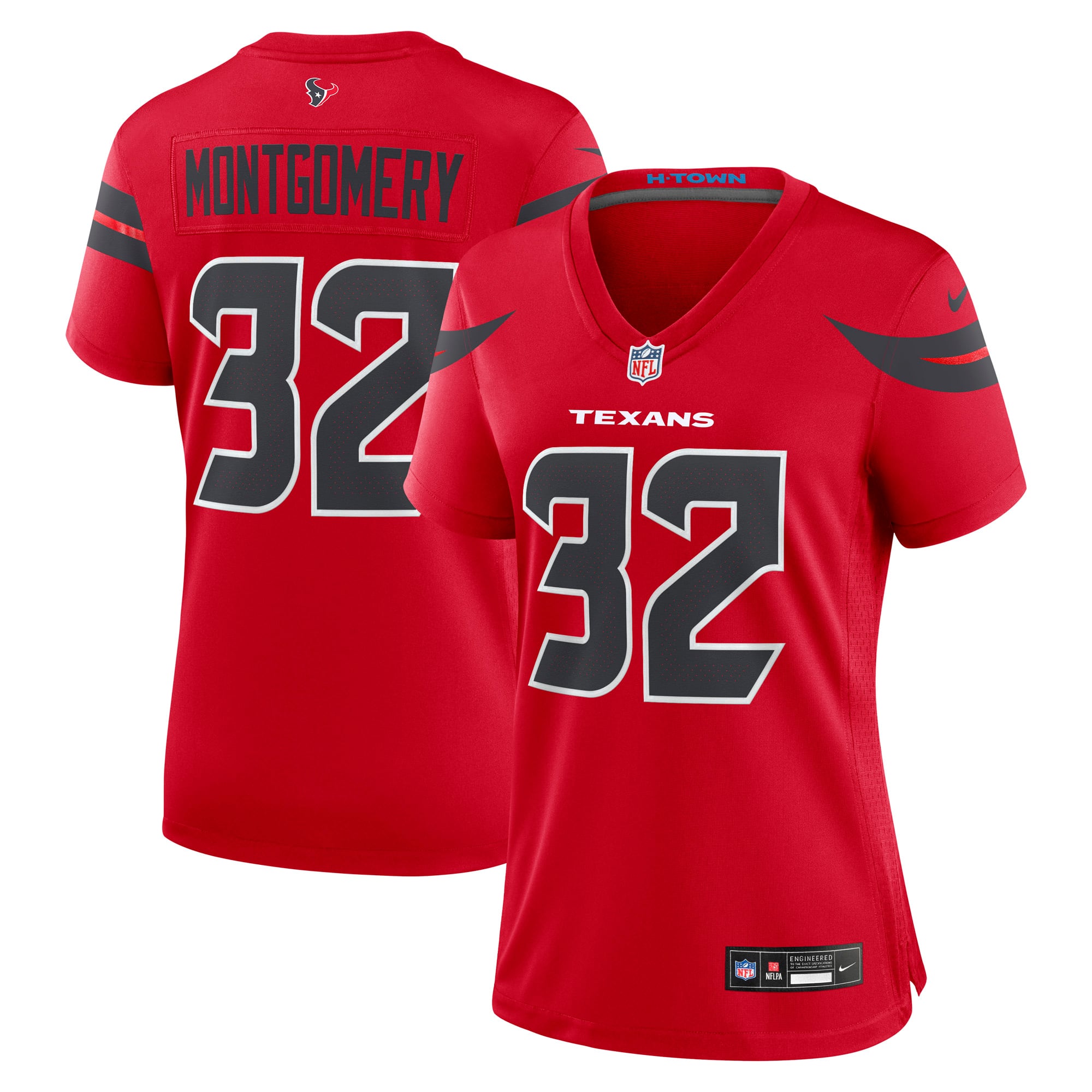 Houston Texans Nike Alternate Game Jersey - Red - David Montgomery - Womens, , rebel_hi-res