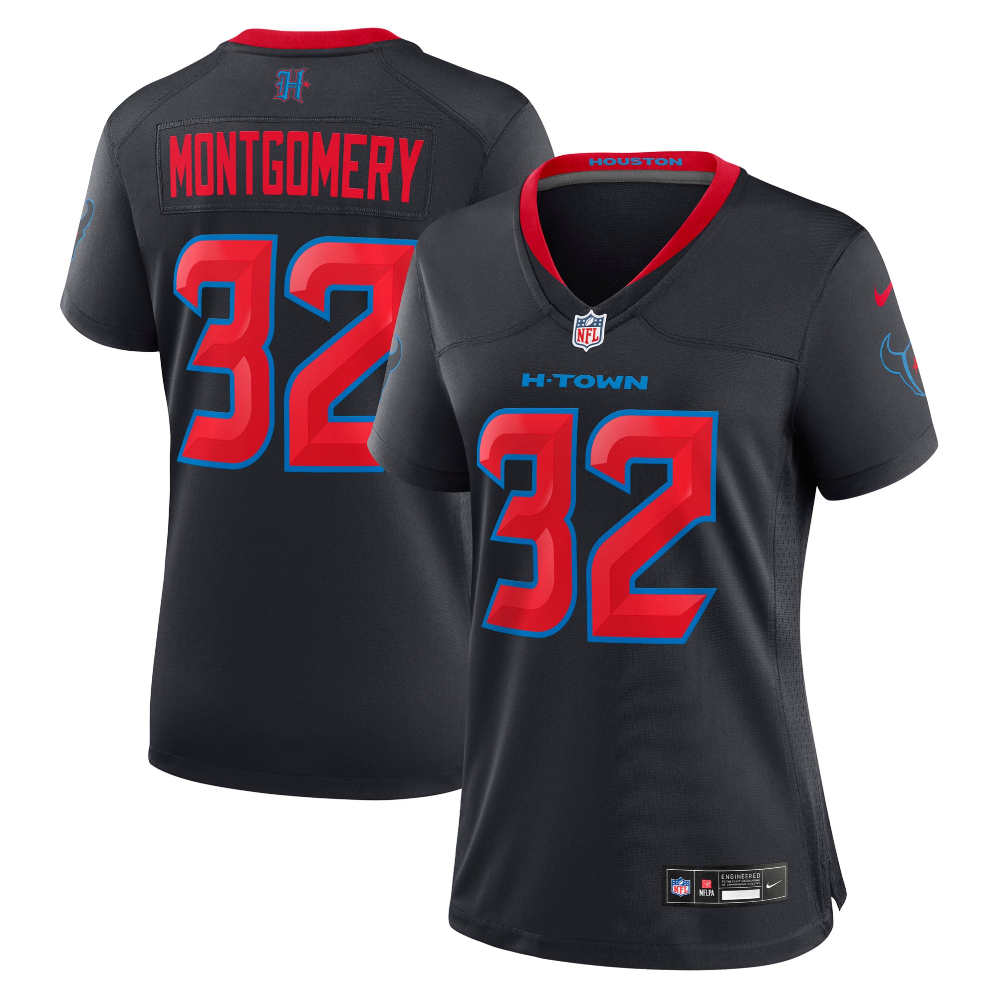 Houston Texans Nike Secondary Alternate Game Jersey - Black - David Montgomery - Womens, , rebel_hi-res