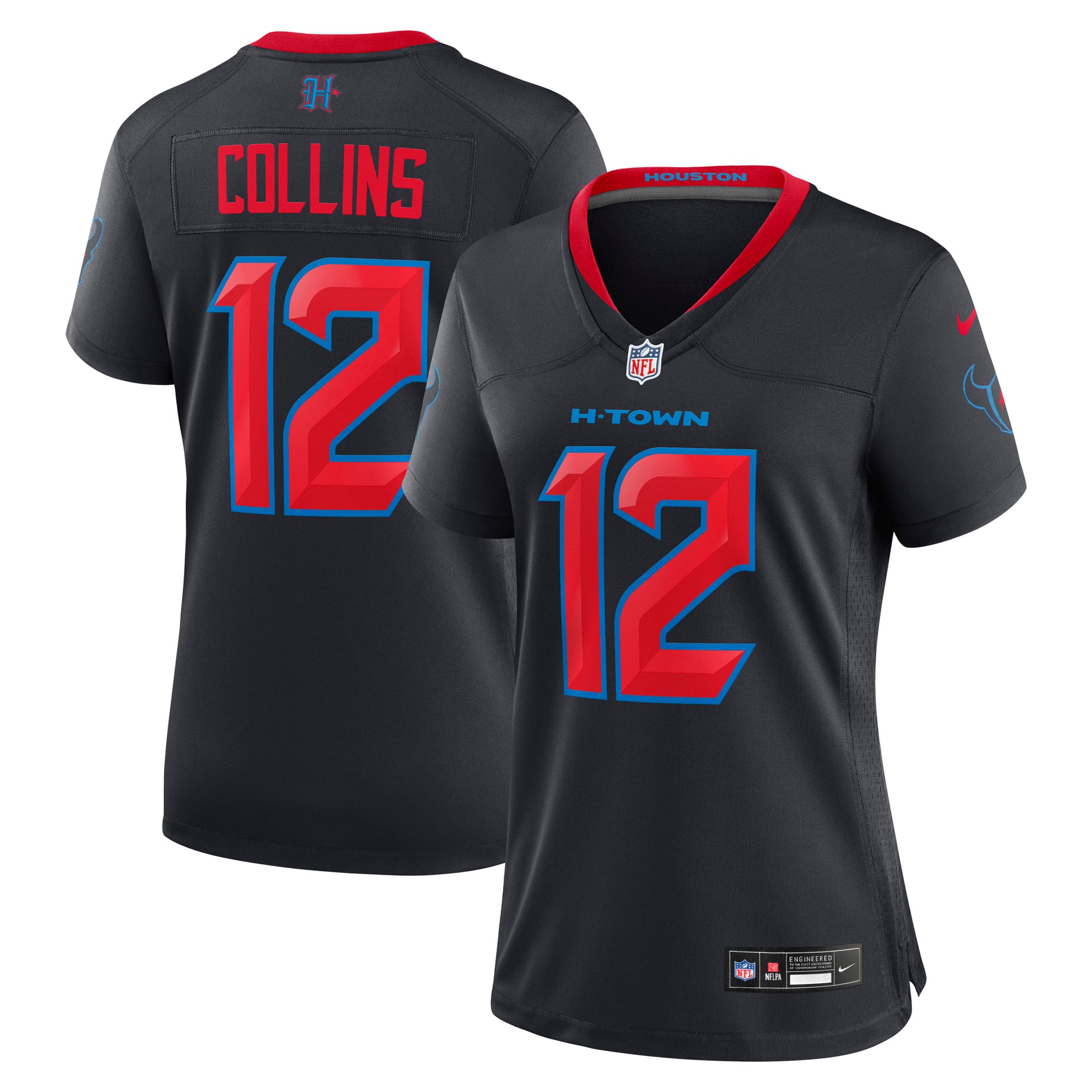 Houston Texans Nike Secondary Alternate Game Jersey - Black - Nico Collins - Womens, , rebel_hi-res