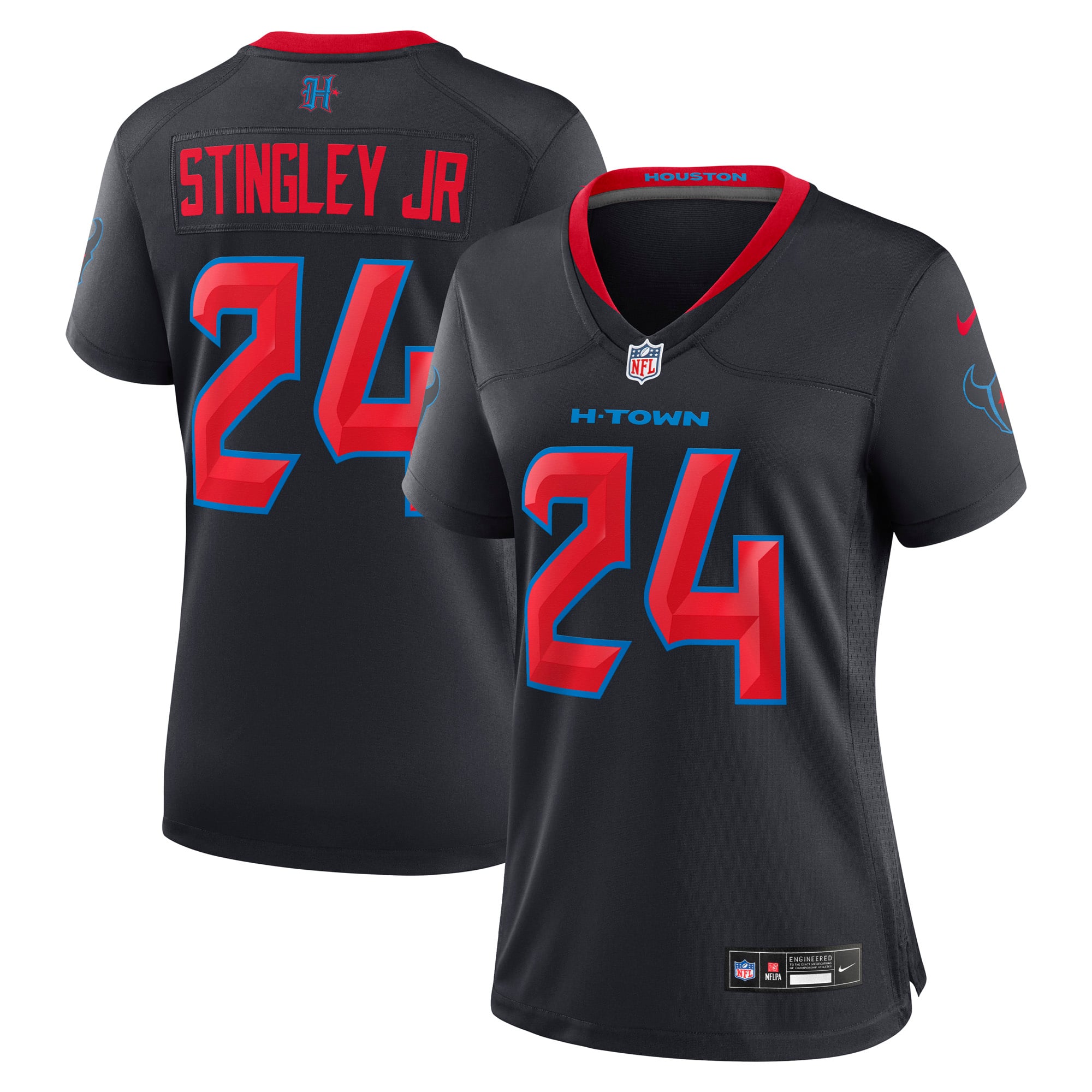 Houston Texans Nike Secondary Alternate Game Jersey - Black - Derek Stingley Jr - Womens, , rebel_hi-res
