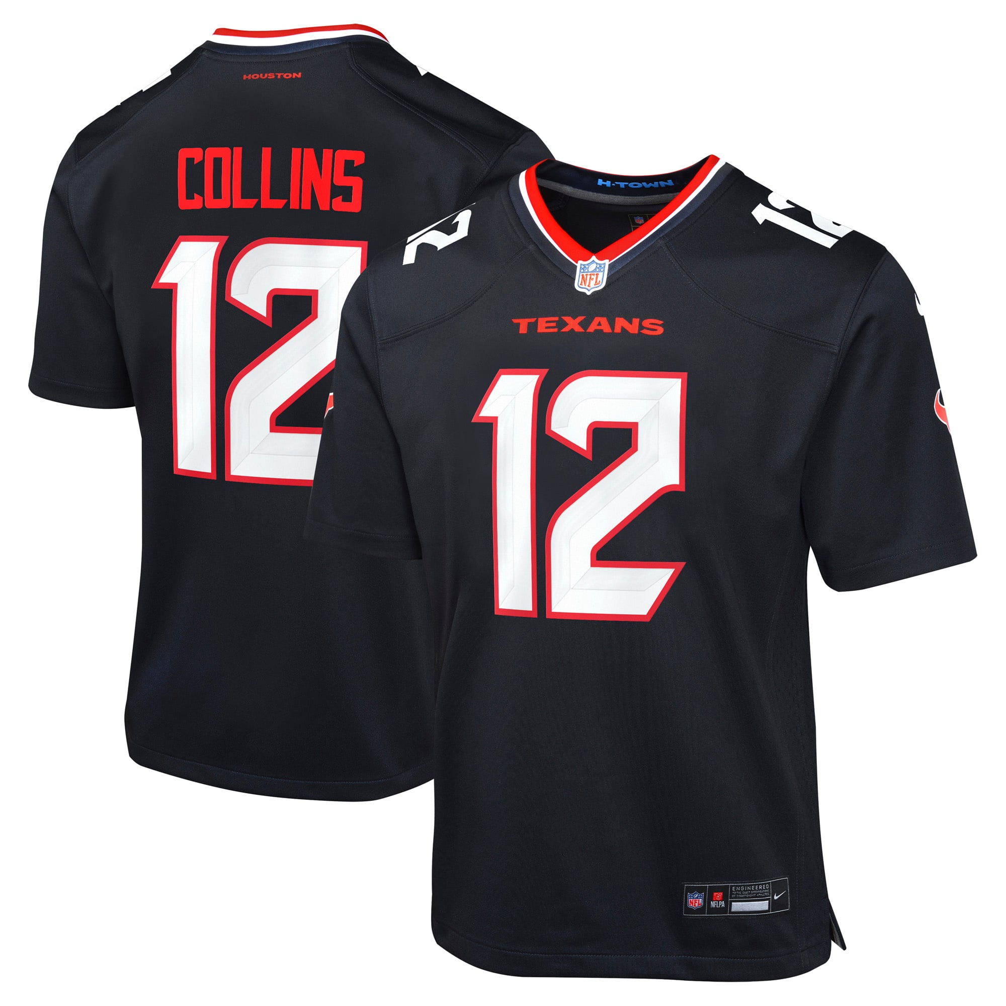 Houston Texans Nike Home Game Jersey - Black - Nico Collins - Youth, , rebel_hi-res