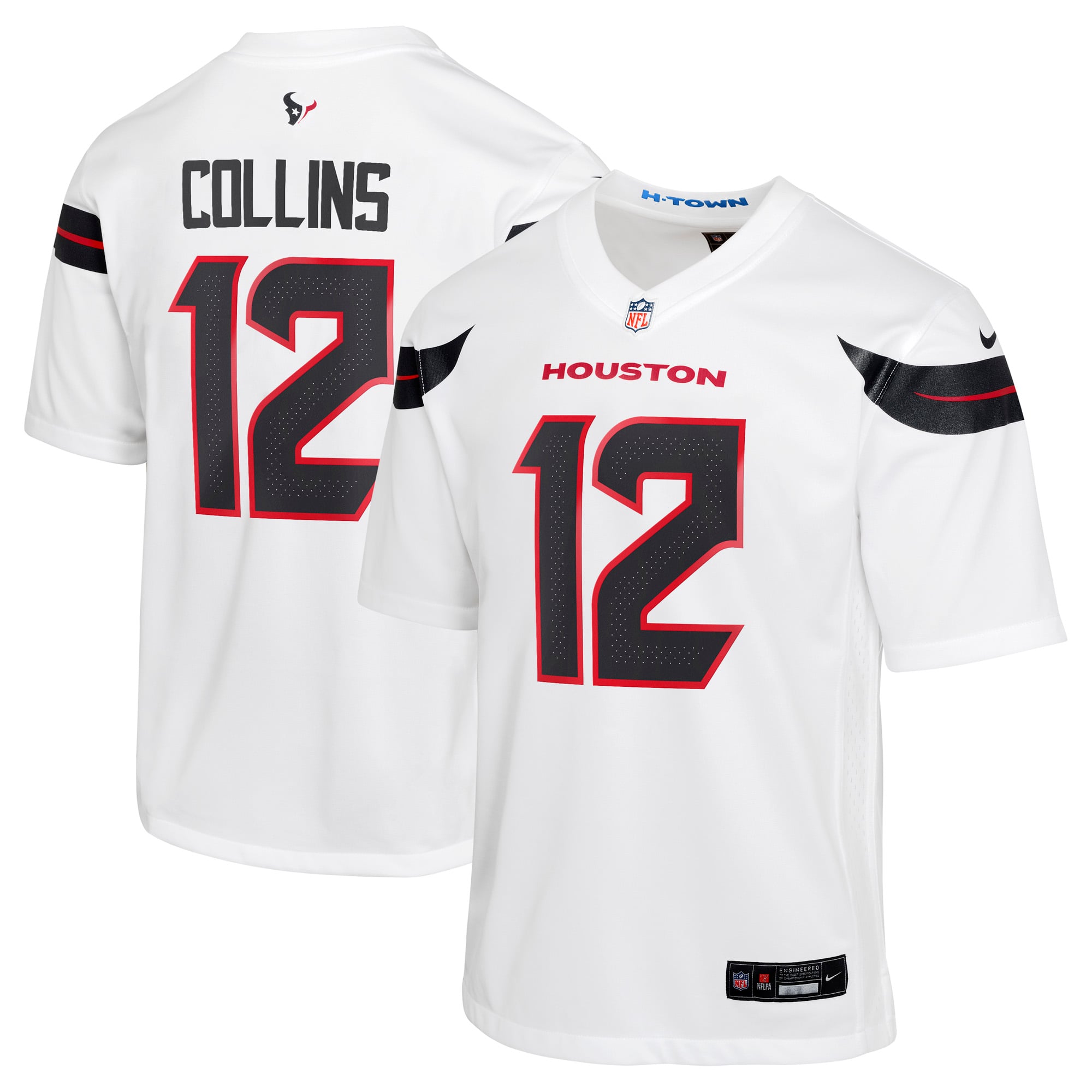 Houston Texans Nike Game Road Jersey - White - Nico Collins - Youth, , rebel_hi-res