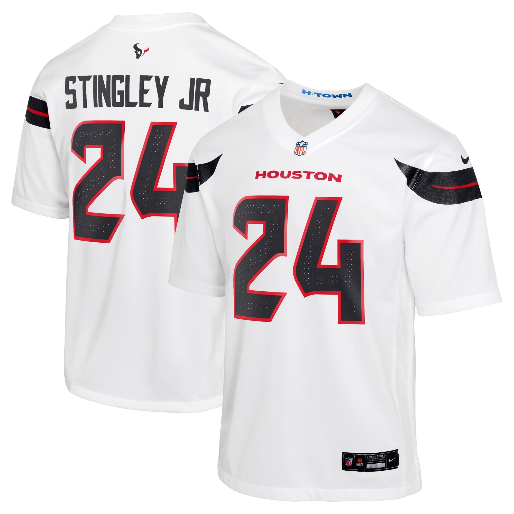 Houston Texans Nike Game Road Jersey - White - Derek Stingley Jr. - Youth, , rebel_hi-res