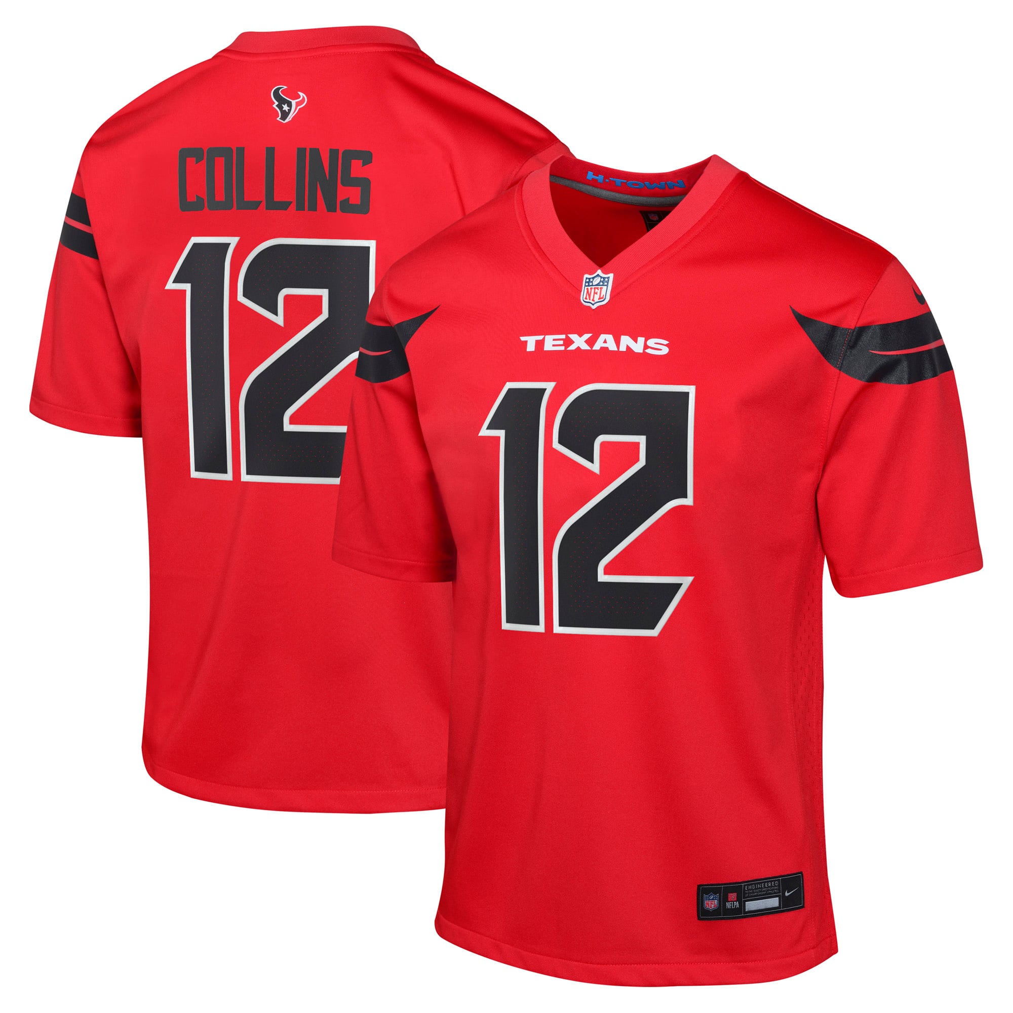 Houston Texans Nike Game Alternate Jersey - Red - Nico Collins - Youth, , rebel_hi-res