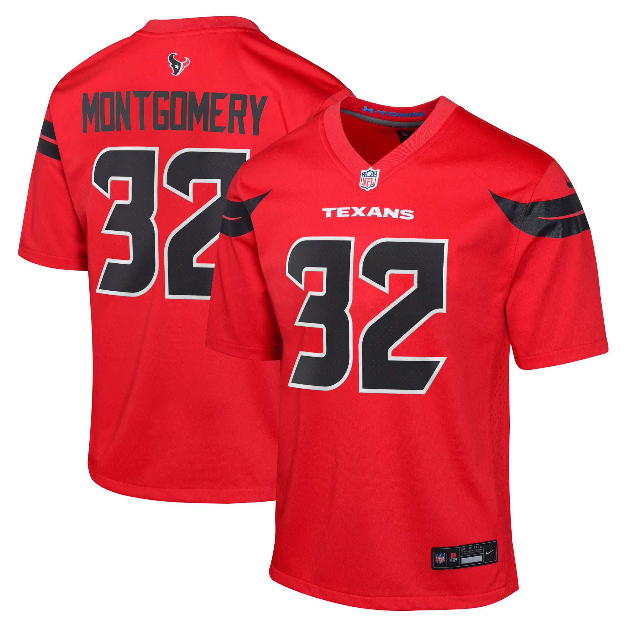 Houston Texans Nike Game Alternate Jersey - Red - David Montgomery - Youth, , rebel_hi-res
