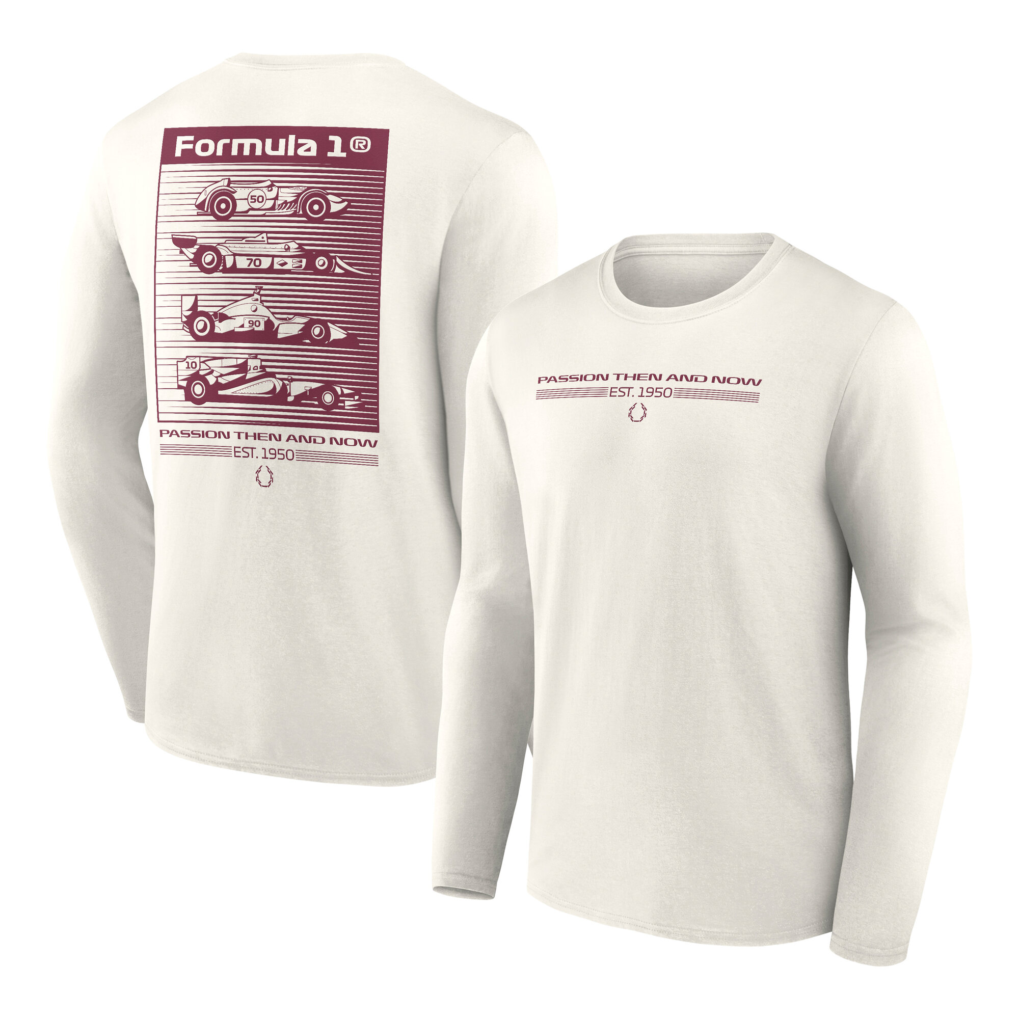 Formula 1 Heritage Graphic Long Sleeve T-Shirt - Off White - Mens, , rebel_hi-res