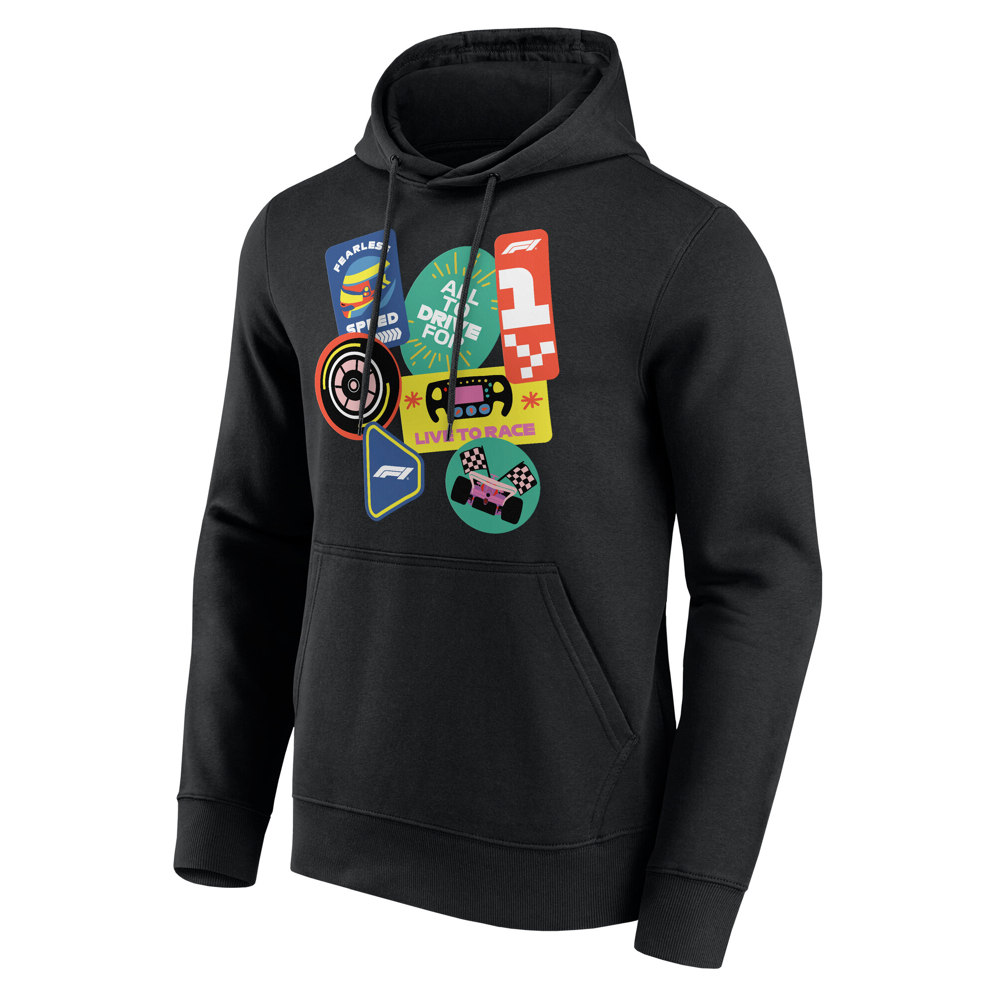 Formula 1 Sticker Pack Graphic Hoodie - Black - Mens, , rebel_hi-res