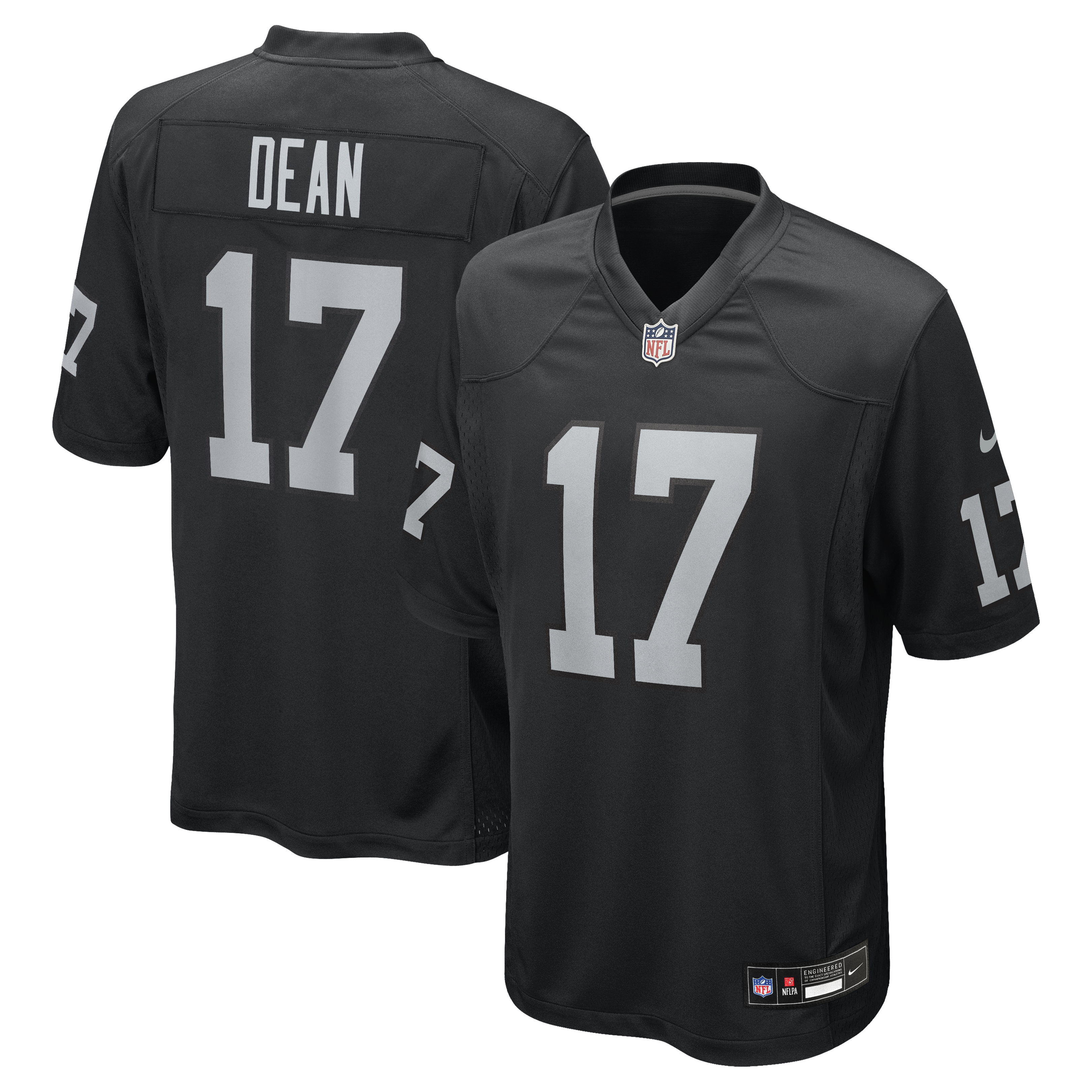 Las Vegas Raiders Nike Home Game Jersey - Black - Nakobe Dean - Mens, , rebel_hi-res