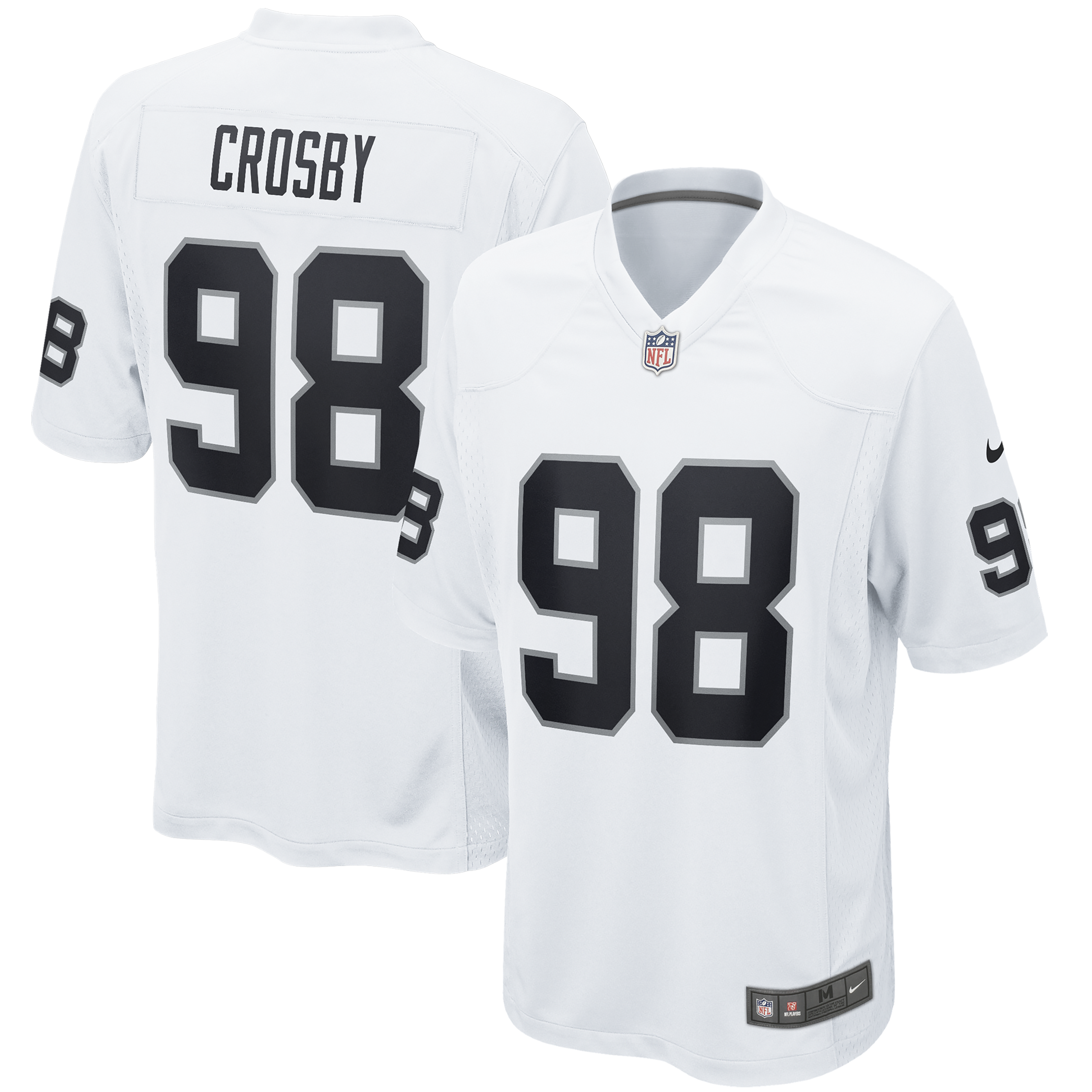 Las Vegas Raiders Road Game Jersey - White - Maxx Crosby - Youth, , rebel_hi-res
