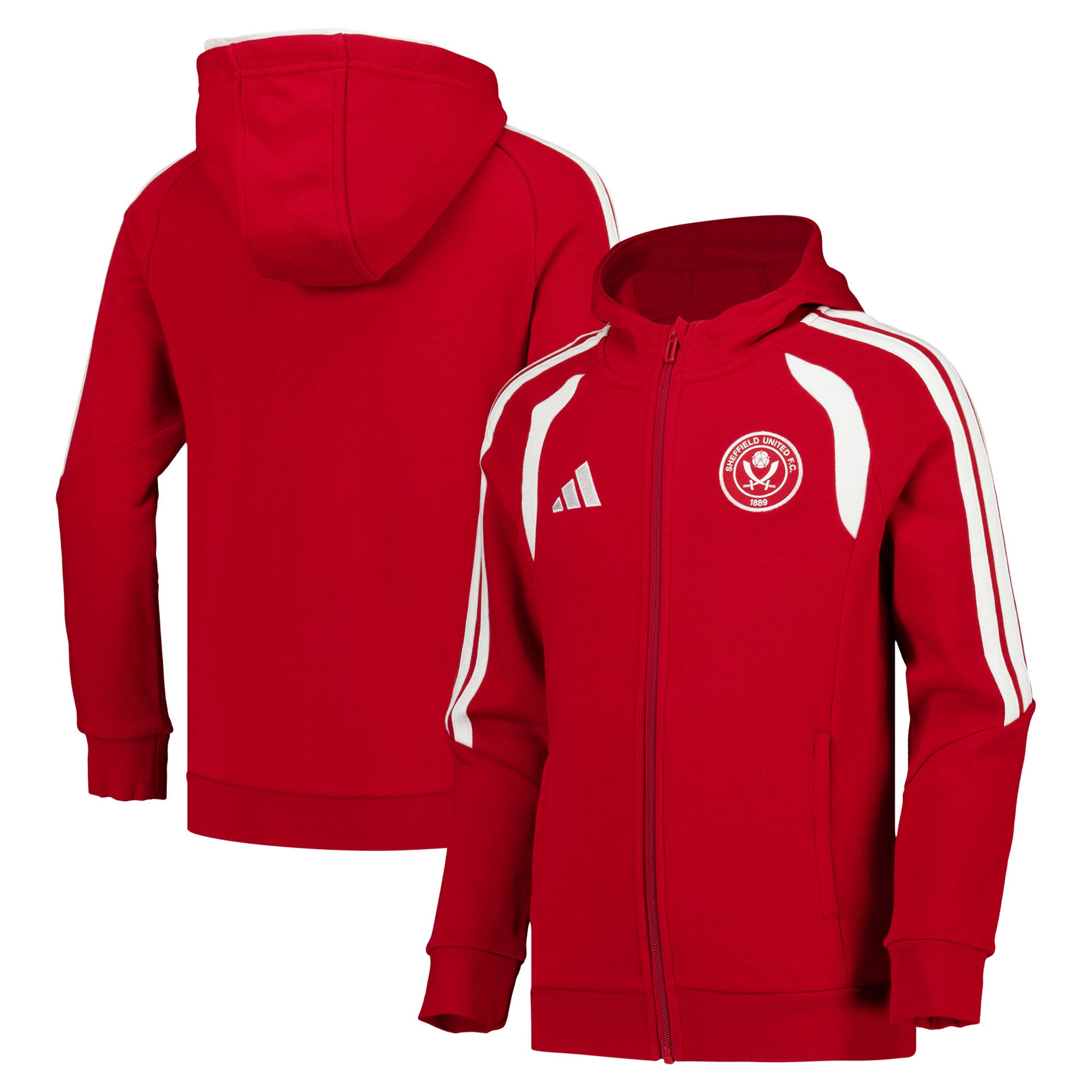 Sheffield United adidas Travel Full Zip Hoodie - Red - Kids, , rebel_hi-res