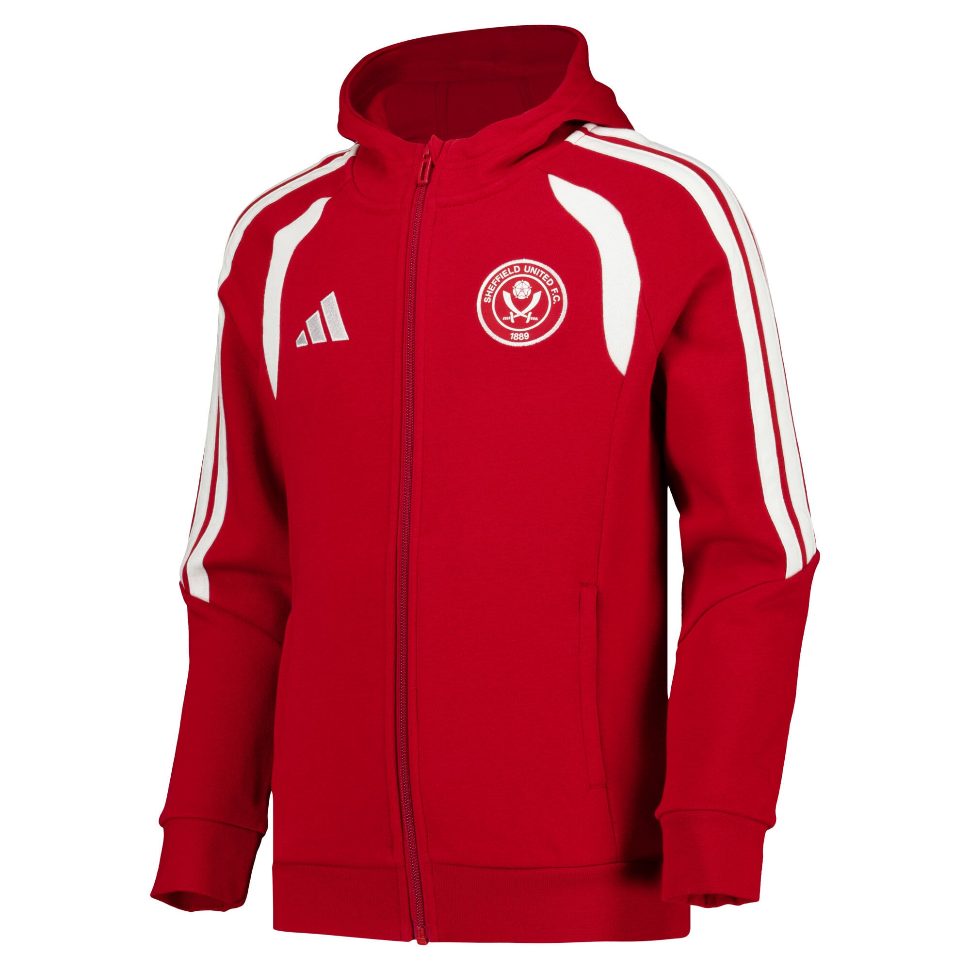 Sheffield United adidas Travel Full Zip Hoodie - Red - Kids, , rebel_hi-res