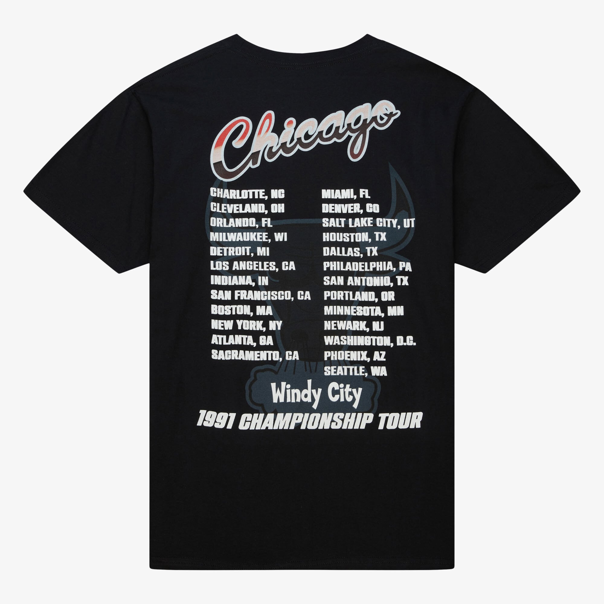 Chicago Bulls Mitchell & Ness Rock On Tour Ss Hardwood Classics T-Shirt - Black - Mens, , rebel_hi-res