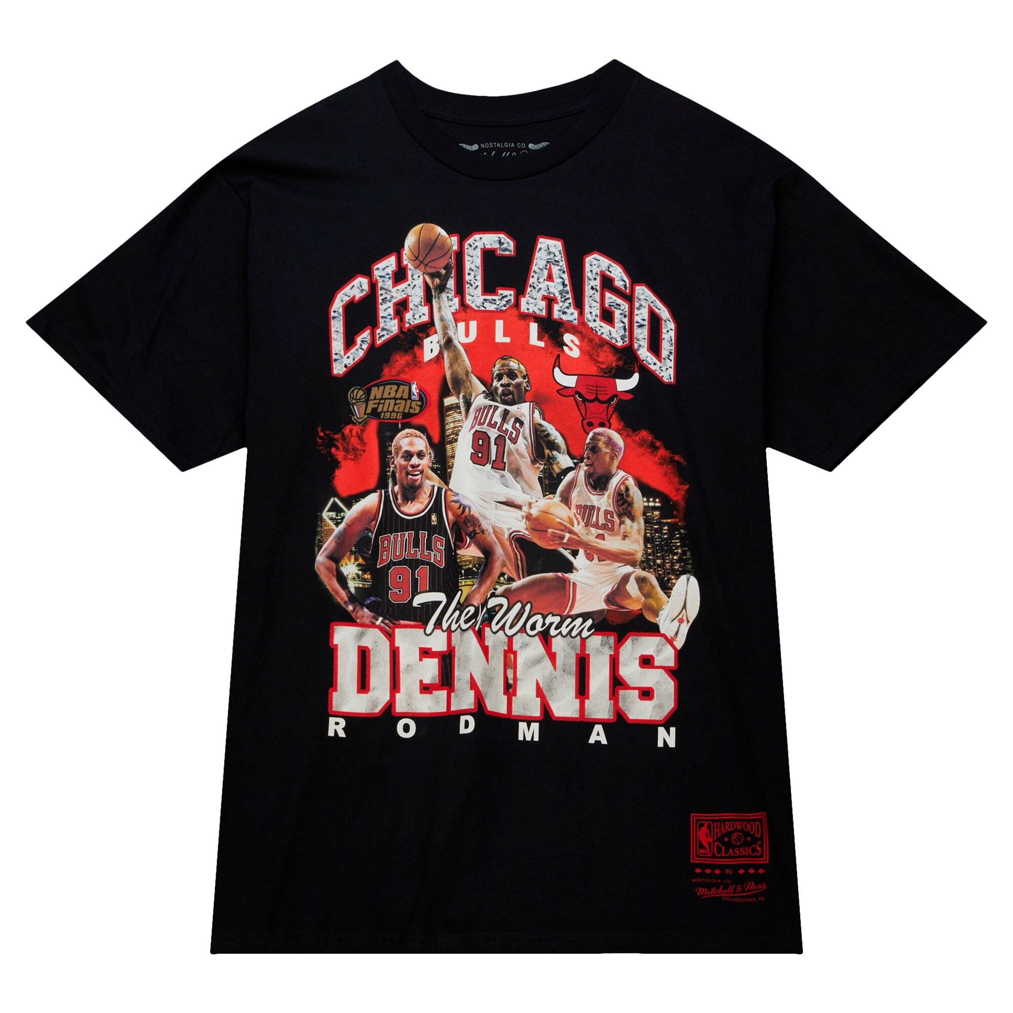 Chicago Bulls Mitchell & Ness Dennis Rodman Hardwood Classics T-Shirt - Black - Mens, , rebel_hi-res