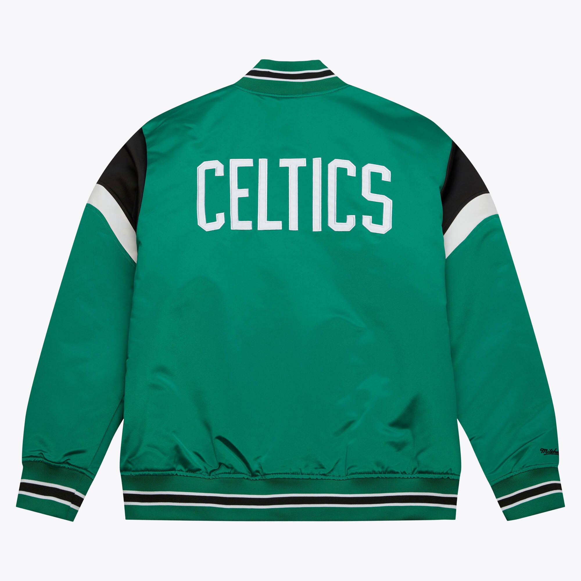 Boston Celtics Mitchell & Ness Heavyweight Satin Jacket - Kelly Green - Mens, , rebel_hi-res