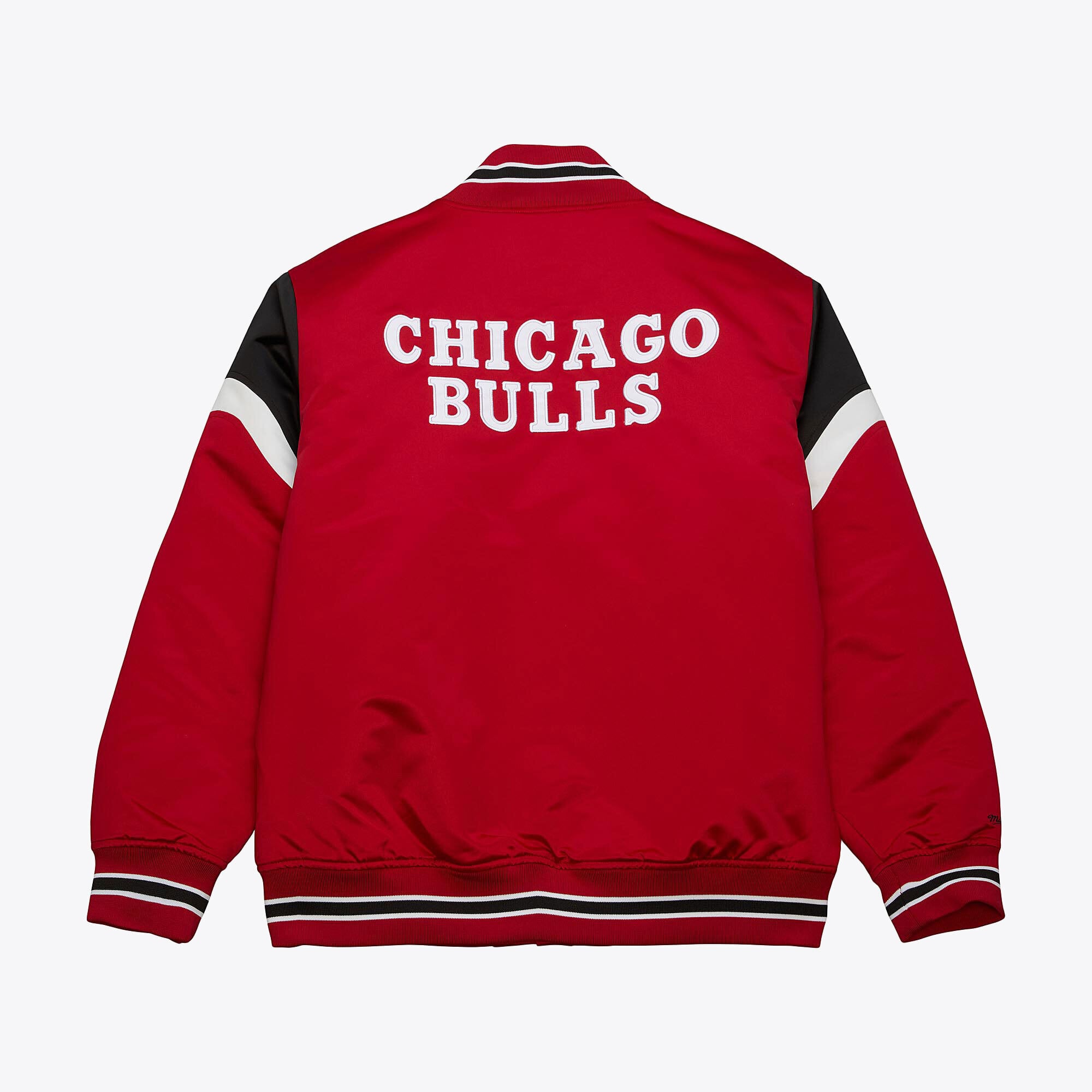 Chicago Bulls Mitchell & Ness Heavyweight Satin Jacket - Scarlet - Mens, , rebel_hi-res