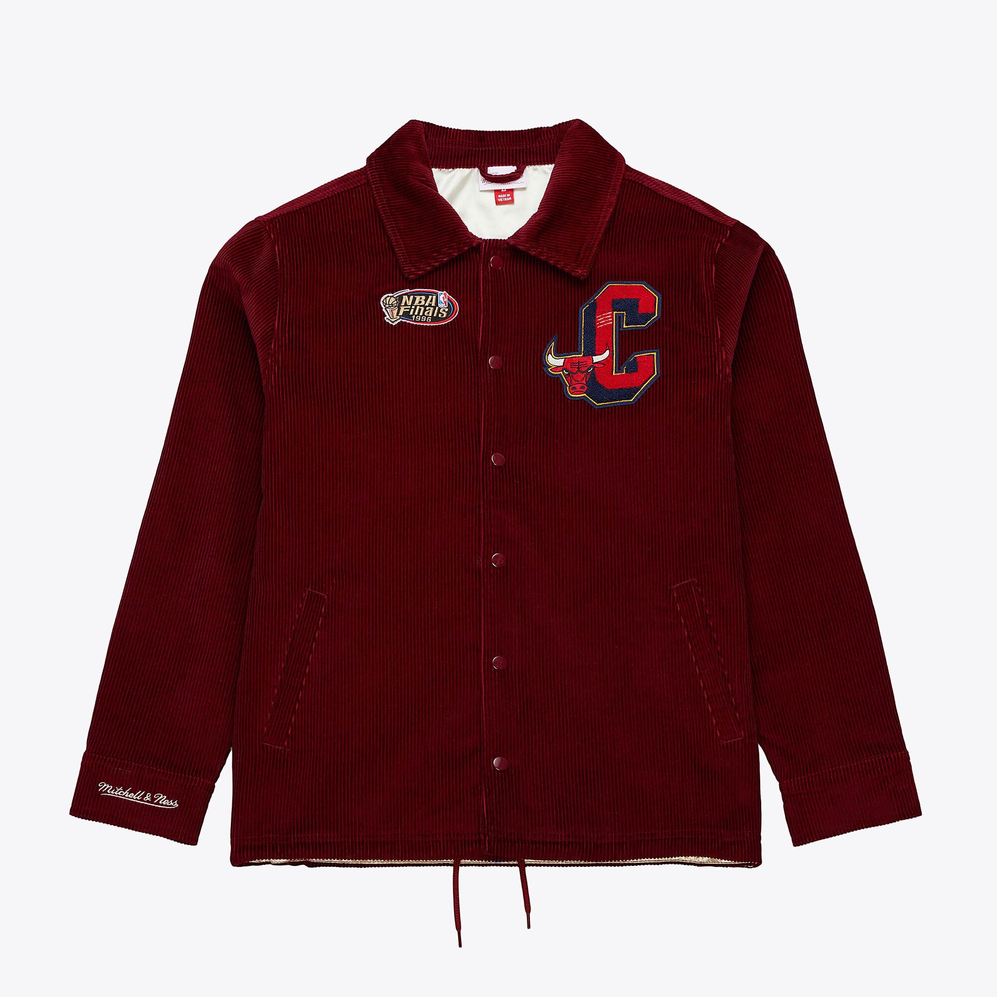 Chicago Bulls Mitchell & Ness Collegiate Coaches Jacket - Dark Red - Mens, , rebel_hi-res
