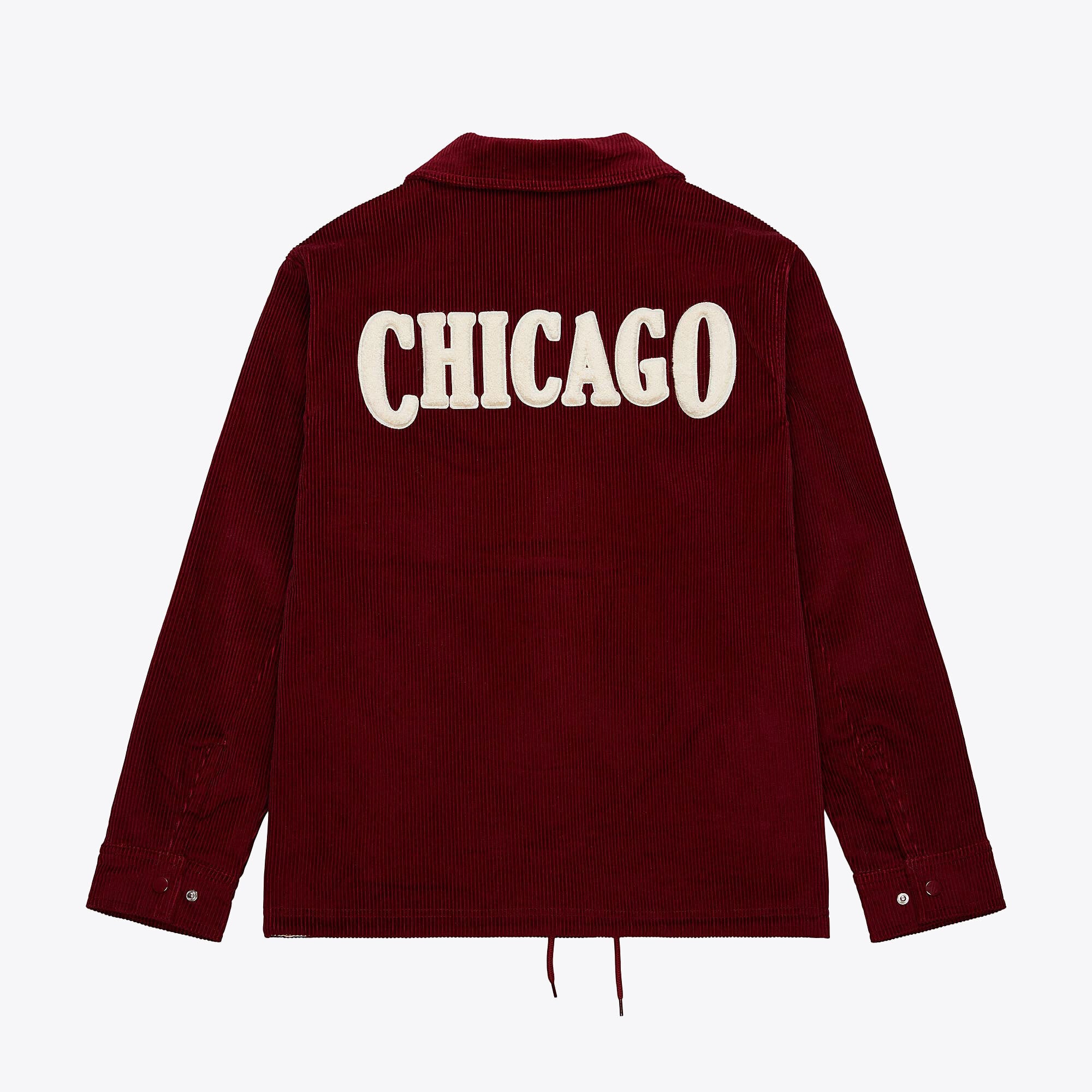 Chicago Bulls Mitchell & Ness Collegiate Coaches Jacket - Dark Red - Mens, , rebel_hi-res