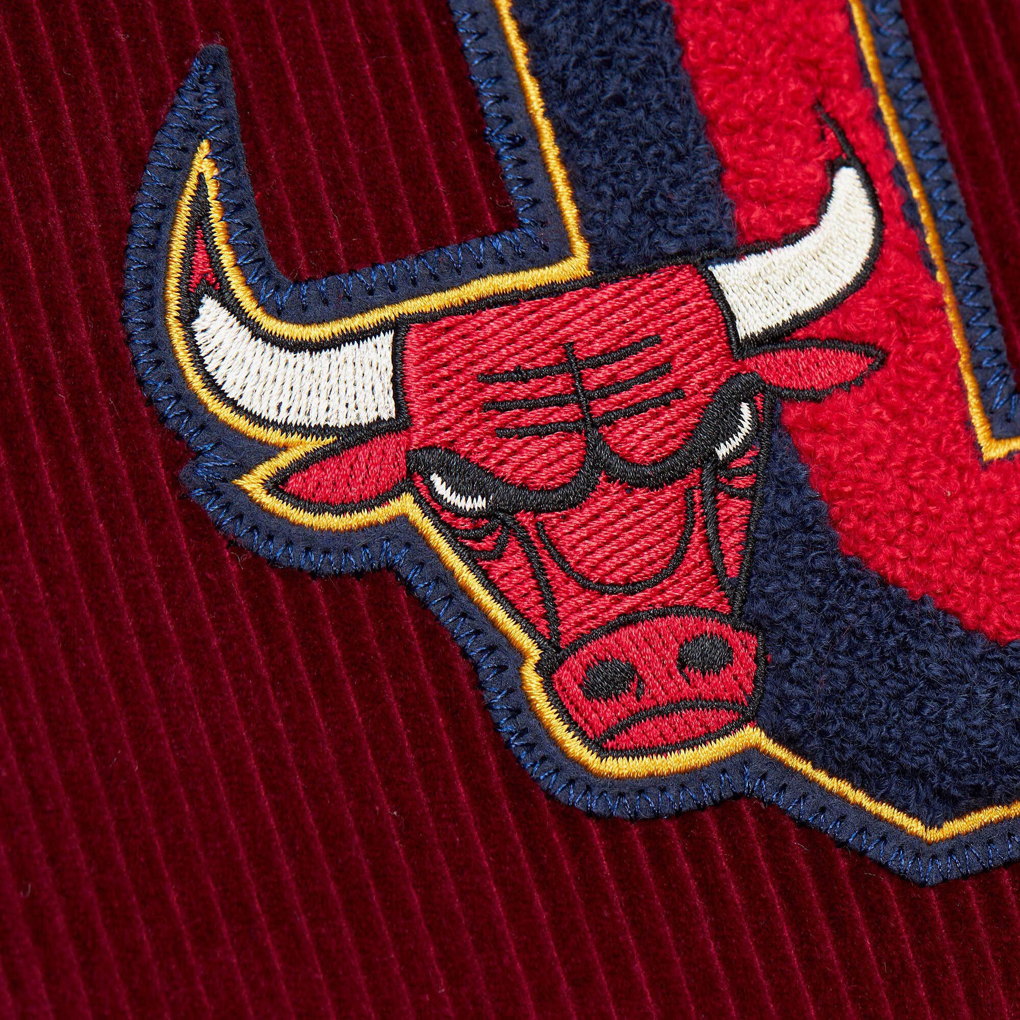 Chicago Bulls Mitchell & Ness Collegiate Coaches Jacket - Dark Red - Mens, , rebel_hi-res