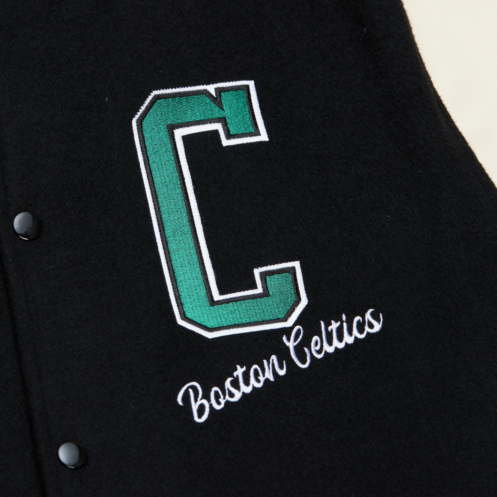 Boston Celtics Mitchell & Ness Varsity Jacket - Black - Mens, , rebel_hi-res