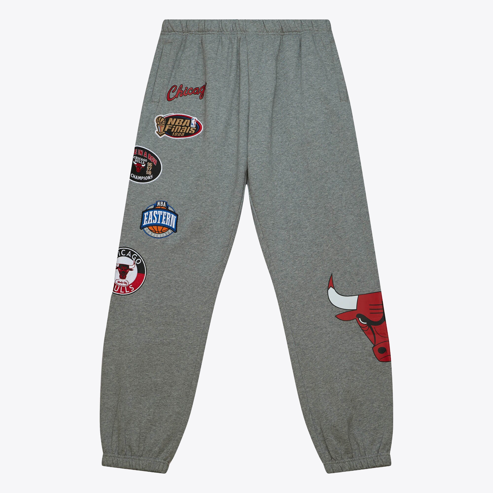 Chicago Bulls Mitchell & Ness City Collection Fleece Pants - Grey Heather - Mens, , rebel_hi-res