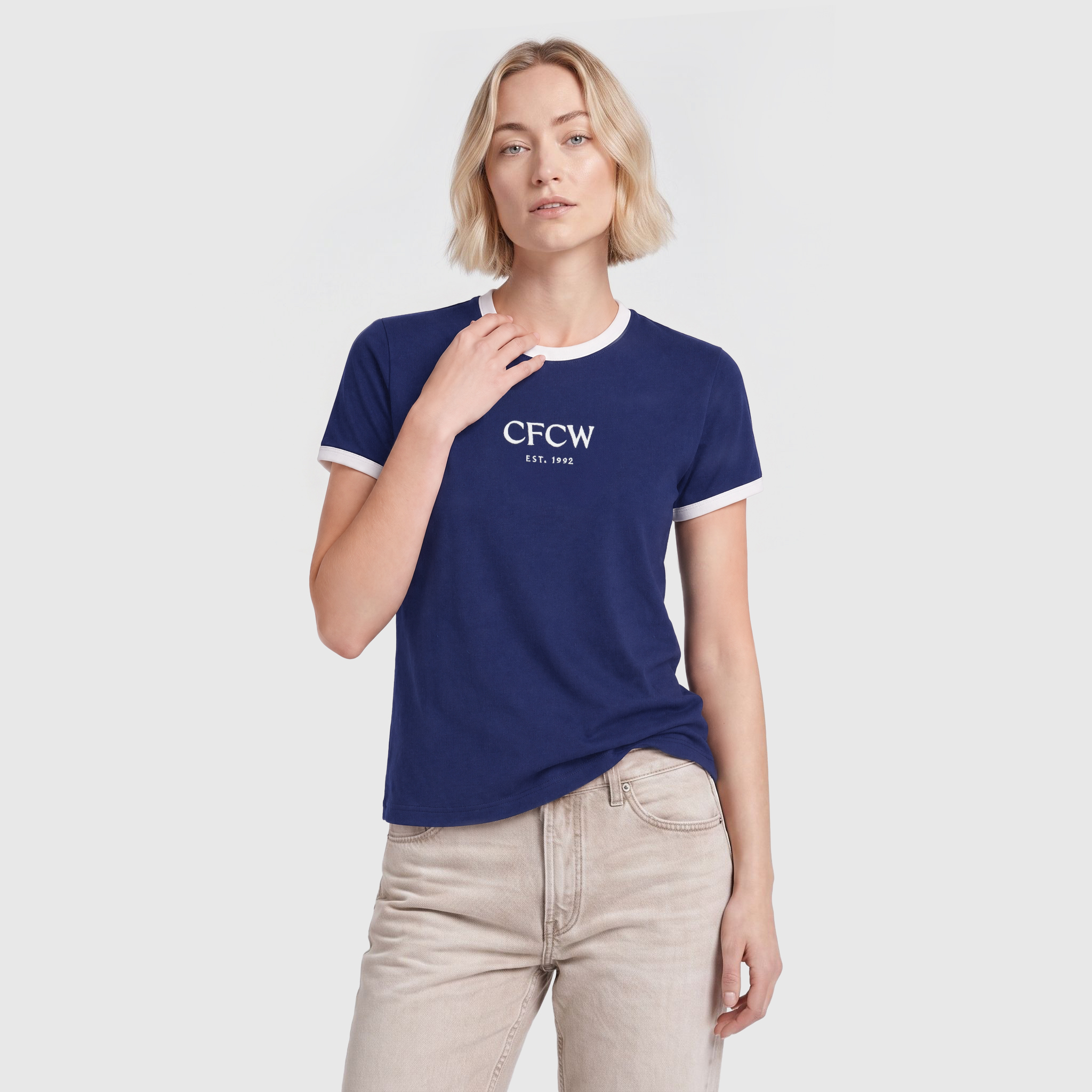 Chelsea CFCW Ringer T-Shirt - Navy - Womens, , rebel_hi-res