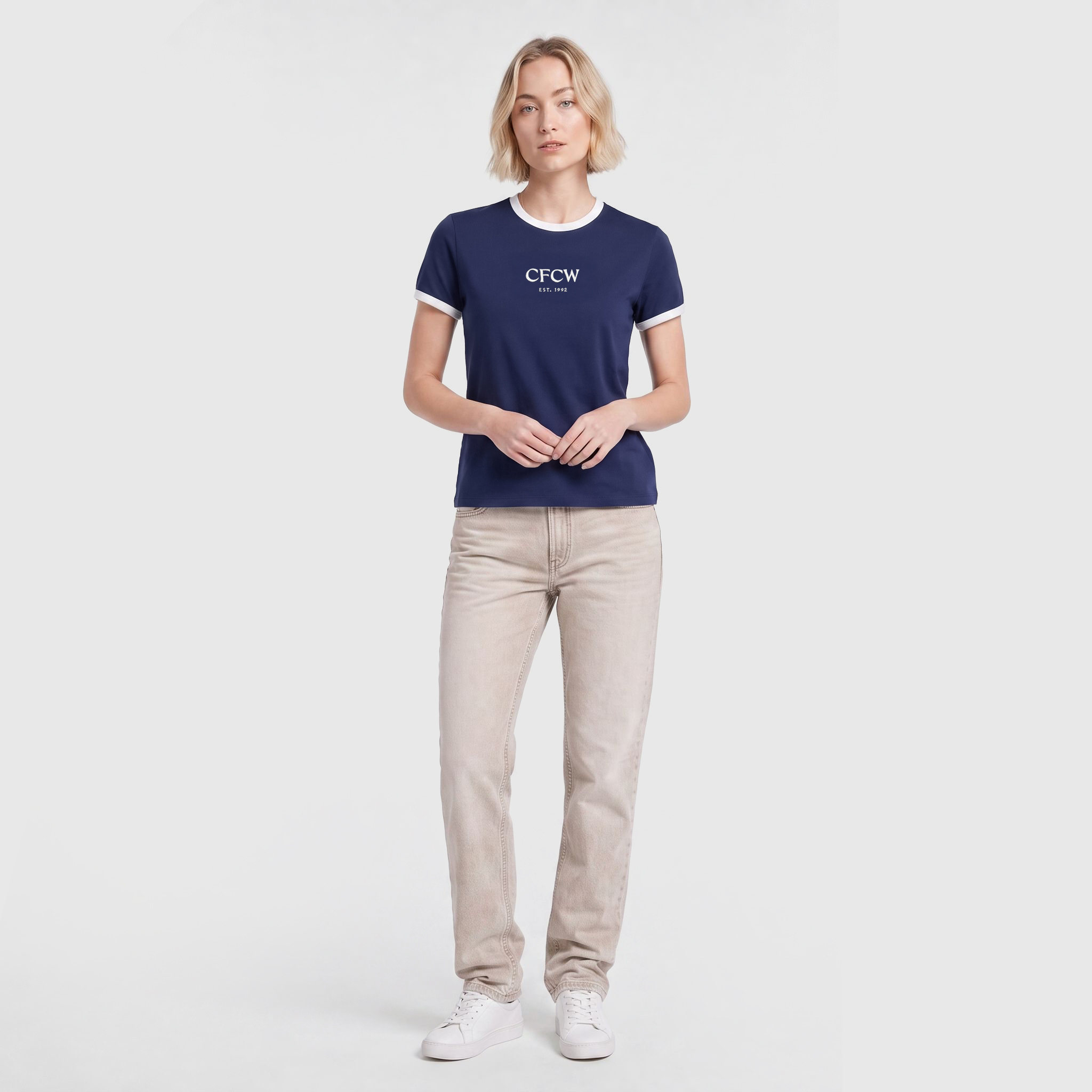 Chelsea CFCW Ringer T-Shirt - Navy - Womens, , rebel_hi-res