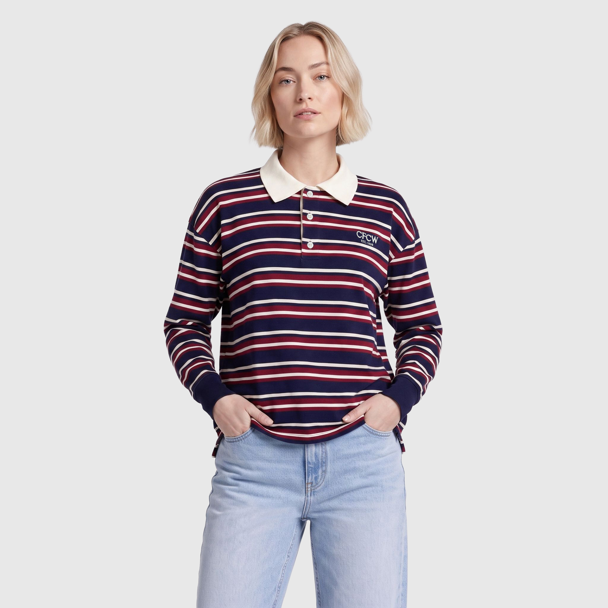 Chelsea CFCW Rugby T-Shirt - Navy - Womens, , rebel_hi-res