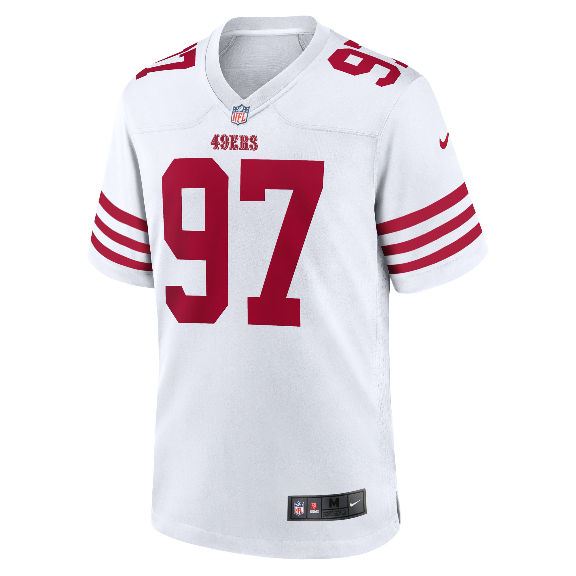 San Francisco 49ers Nike Game Road Jersey - White - Nick Bosa - Mens, , rebel_hi-res