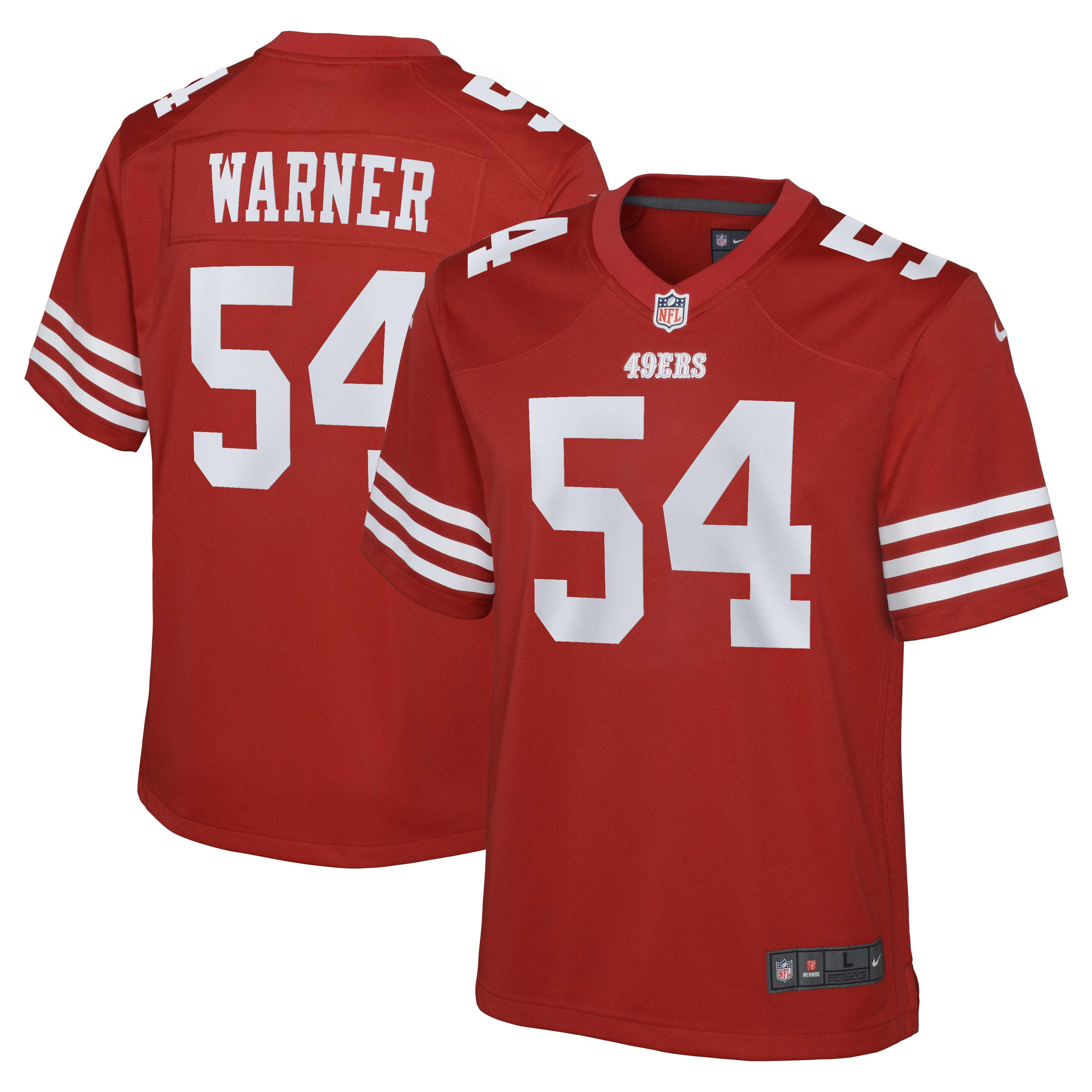 San Francisco 49ers Nike Game Team Colour Jersey - Scarlet - Fred Warner - Youth, , rebel_hi-res