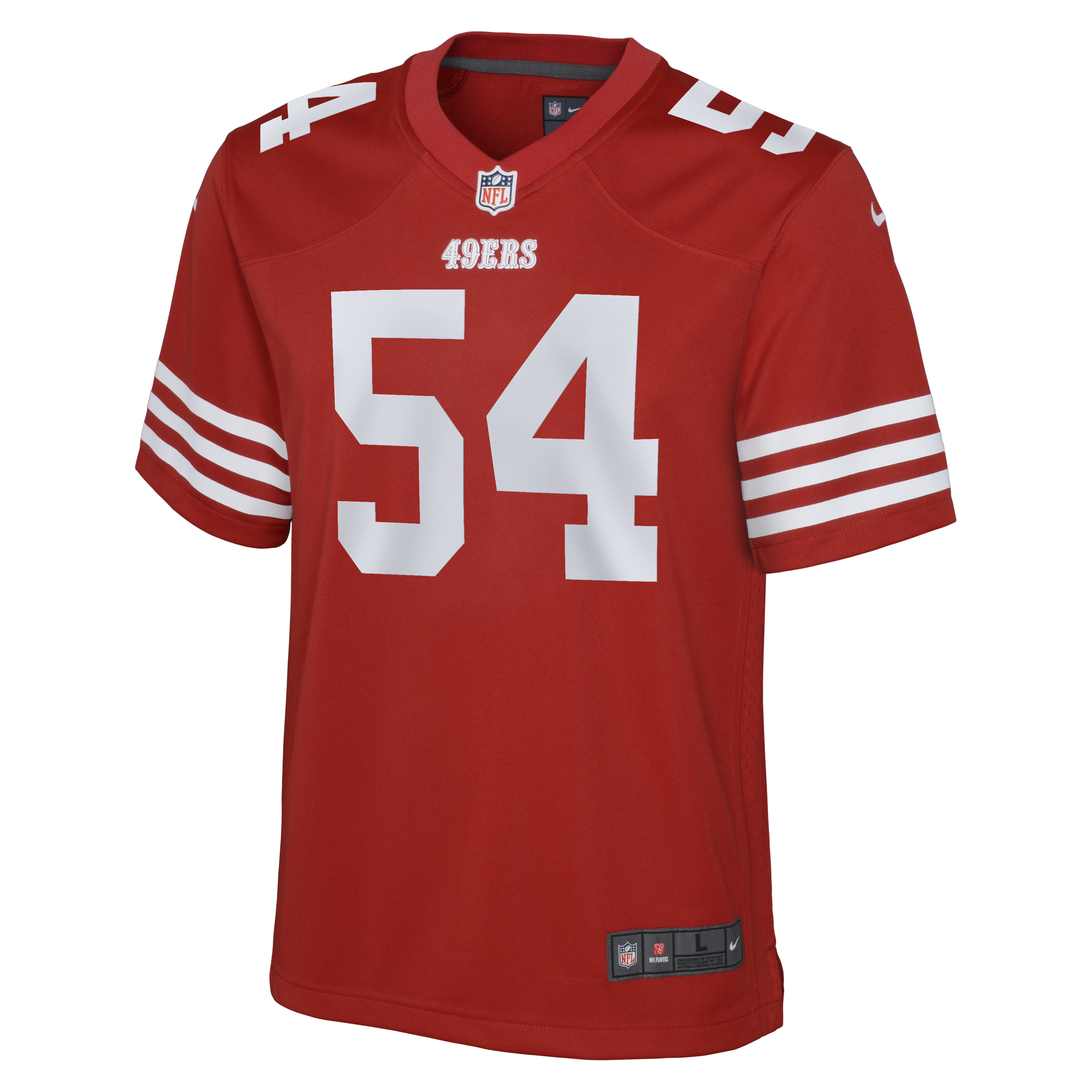 San Francisco 49ers Nike Game Team Colour Jersey - Scarlet - Fred Warner - Youth, , rebel_hi-res