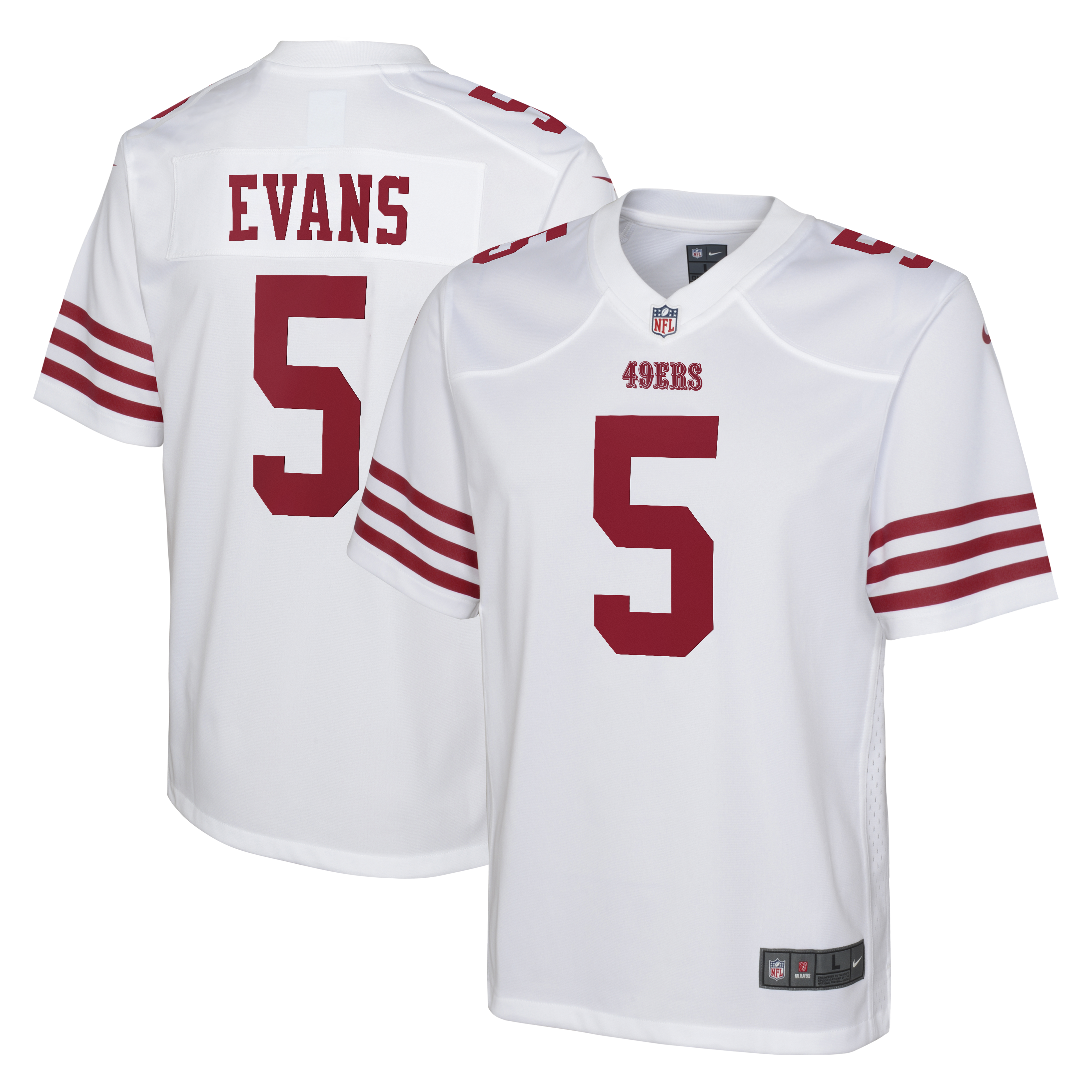 San Francisco 49ers Road Game Jersey - White - Mike Evans - Youth, , rebel_hi-res