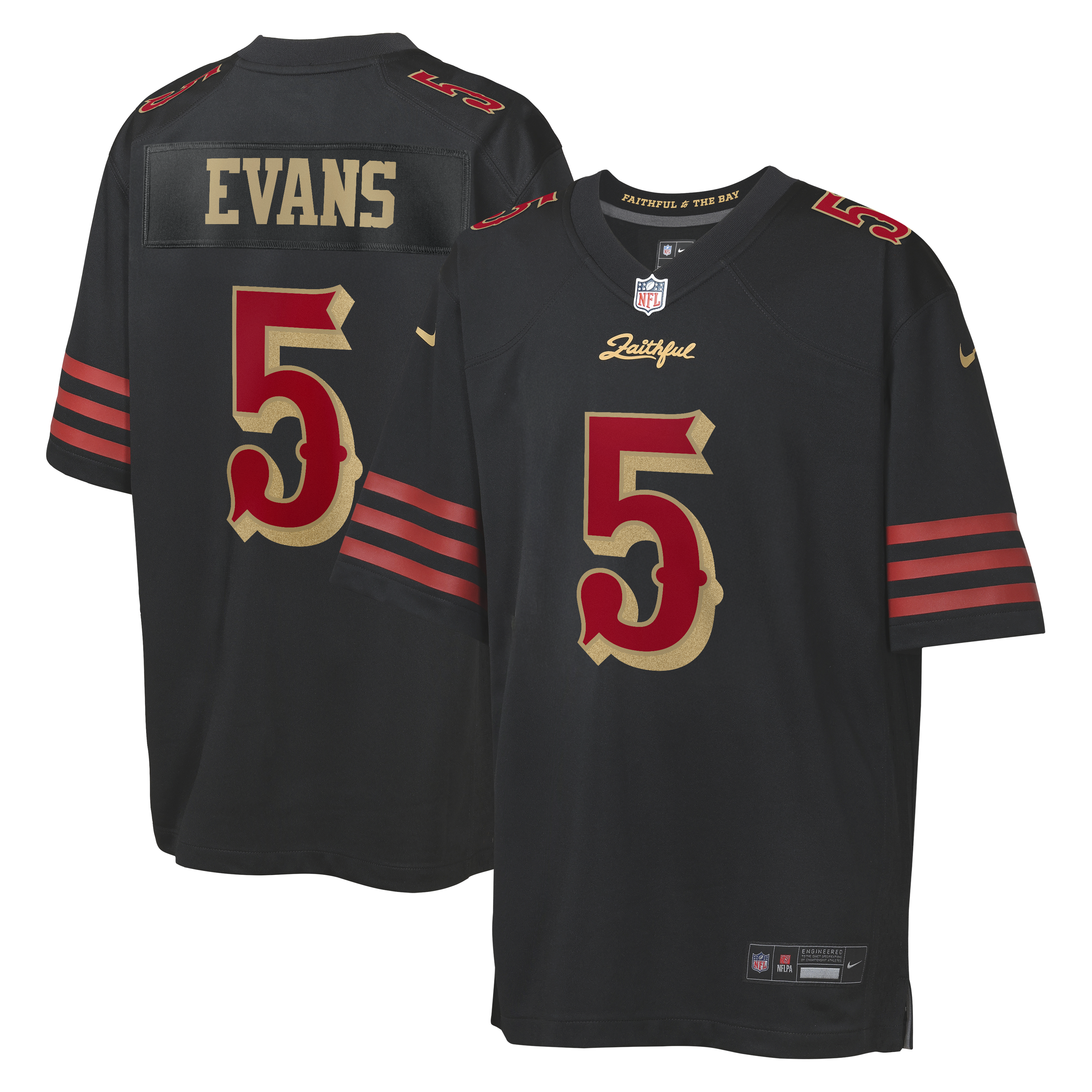 San Francisco 49ers Nike Game Rivalry Jersey - Black - Mike Evans - Youth, , rebel_hi-res