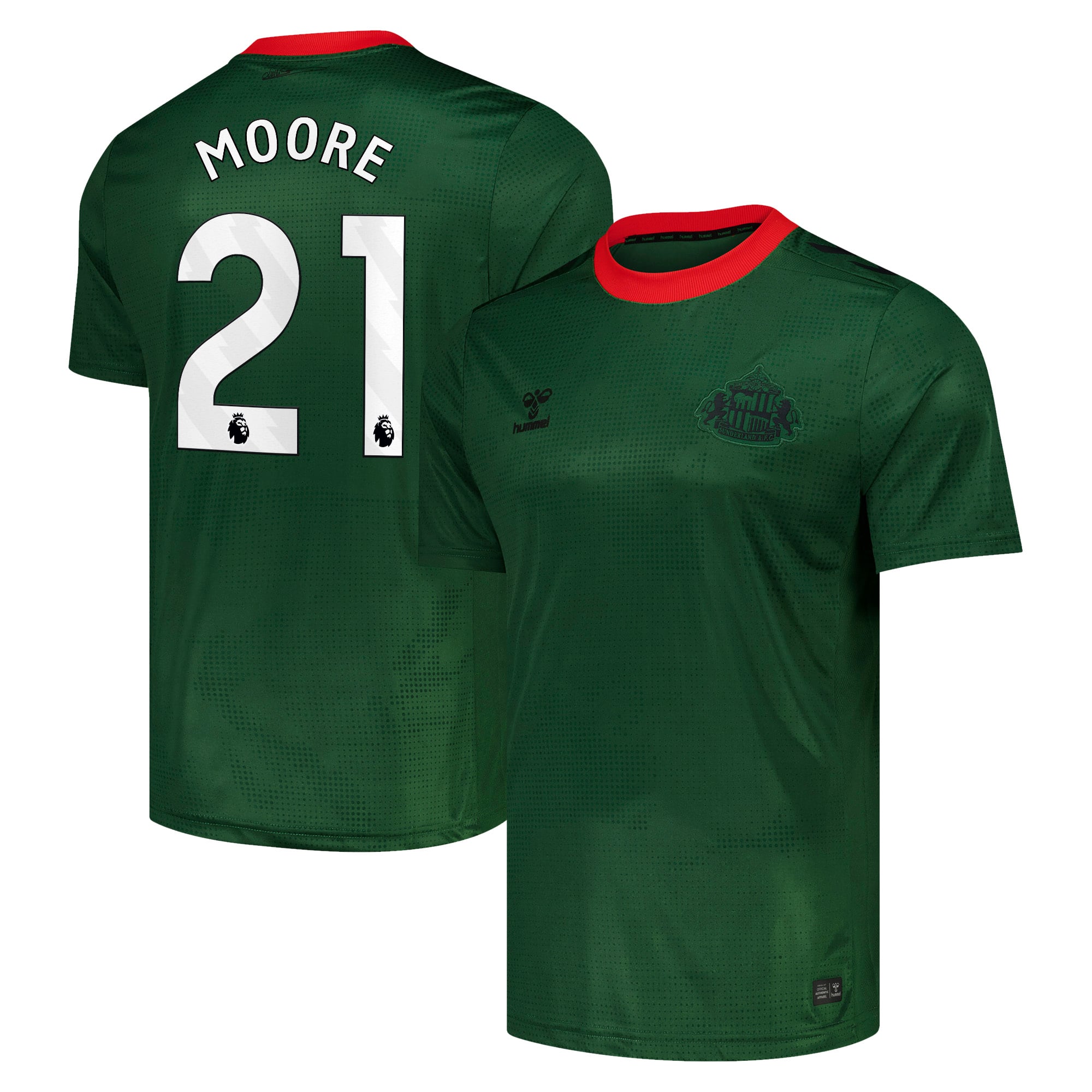 Sunderland Hummel Goalkeeper Shirt 2026-27 with Moore 21 printing
